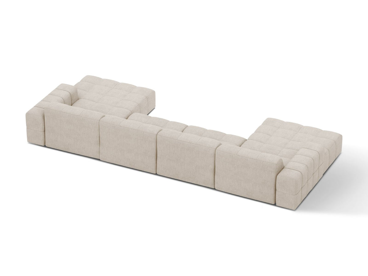 Sofa panoramiczna 6-osobowa JENNIFER jasnobeżowy szenil – ujęcie tylne
