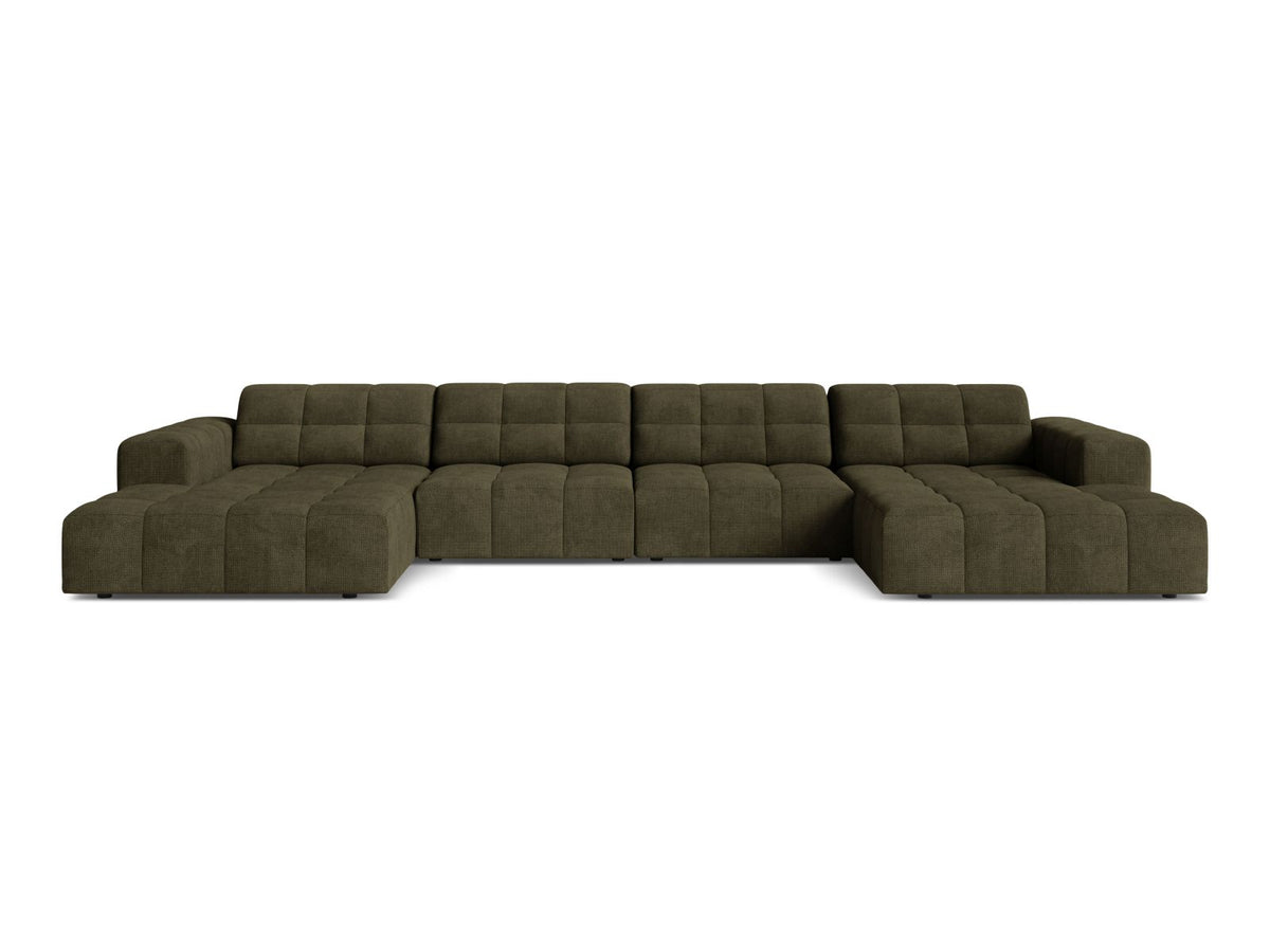 Sofa panoramiczna 6-osobowa JENNIFER oliwkowy szenil – Micadoni