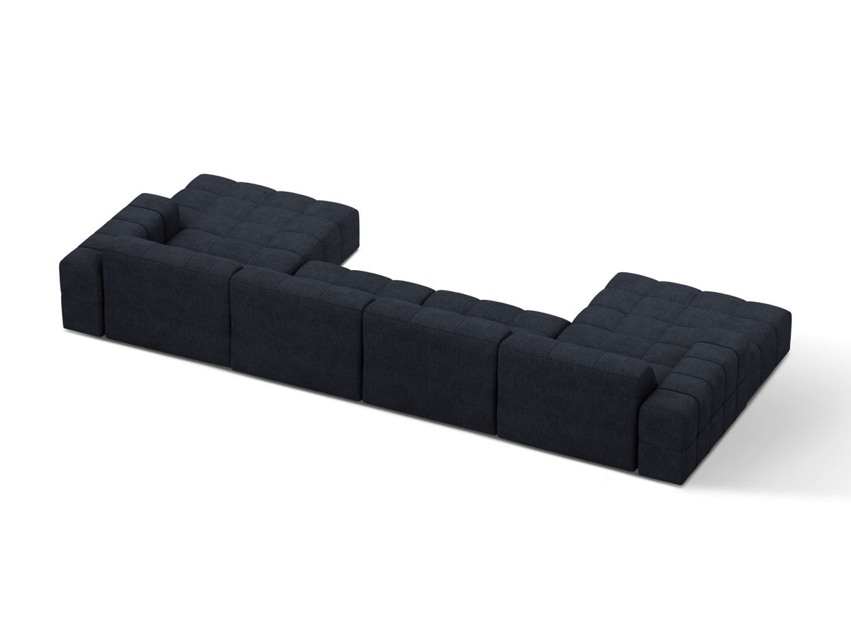 Sofa panoramiczna 6-osobowa JENNIFER granatowy szenil – ujęcie tylne