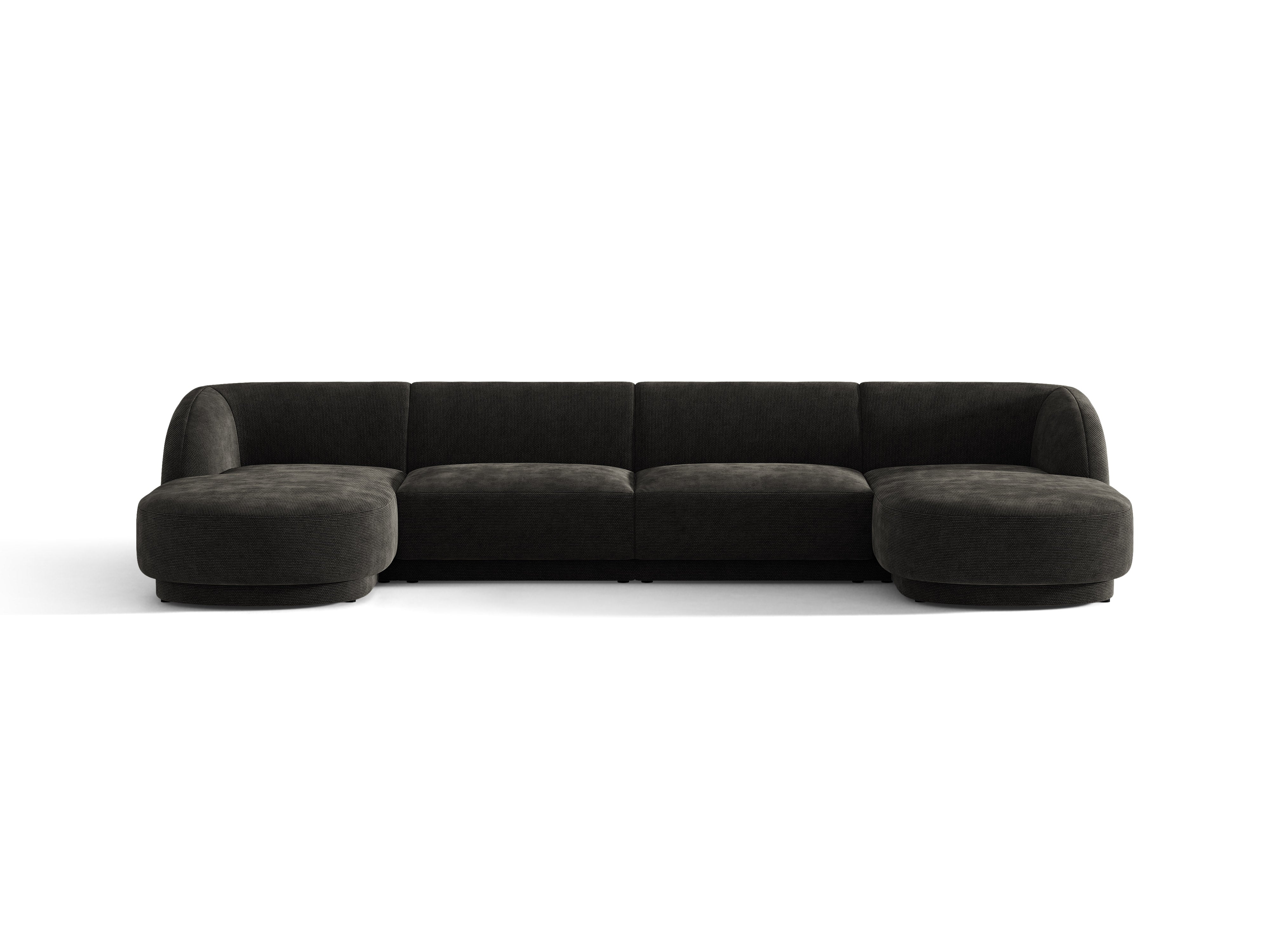 U-förmiger Ecksofa MILEY schwarzer Chenille