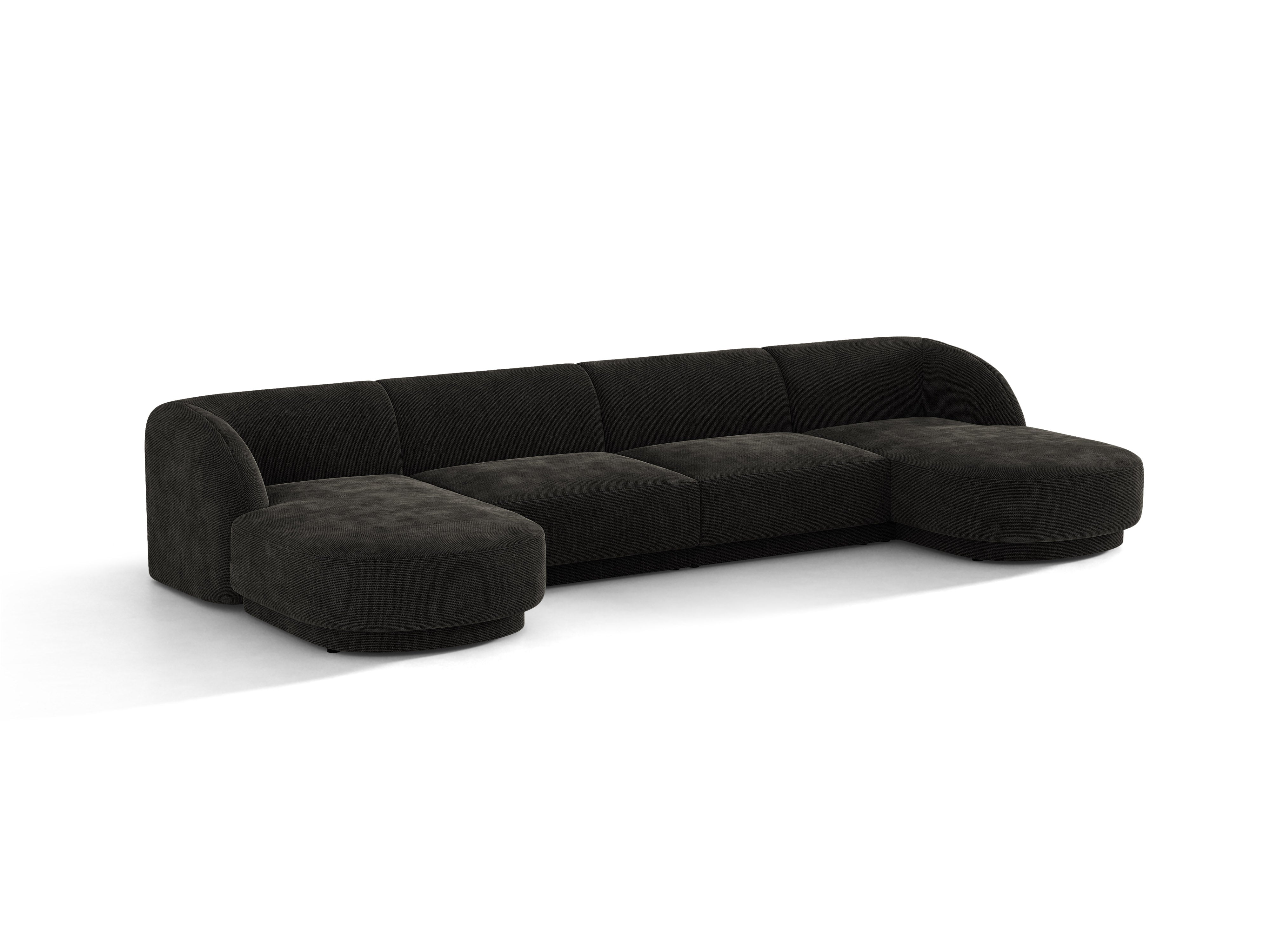 U-förmiger Ecksofa MILEY schwarzer Chenille