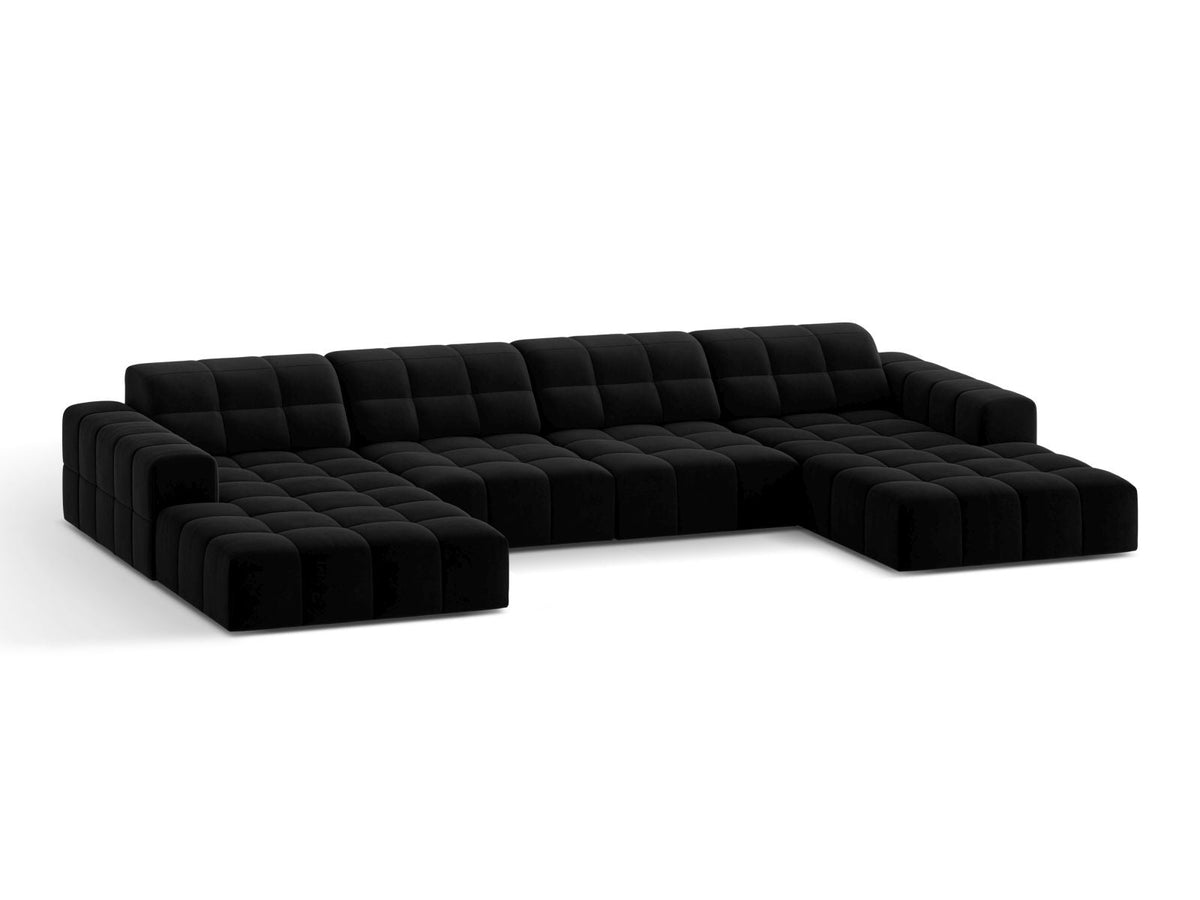 Sofa aksamitna panoramiczna 6-osobowa JENNIFER czarny Bluvel – ujęcie boczne