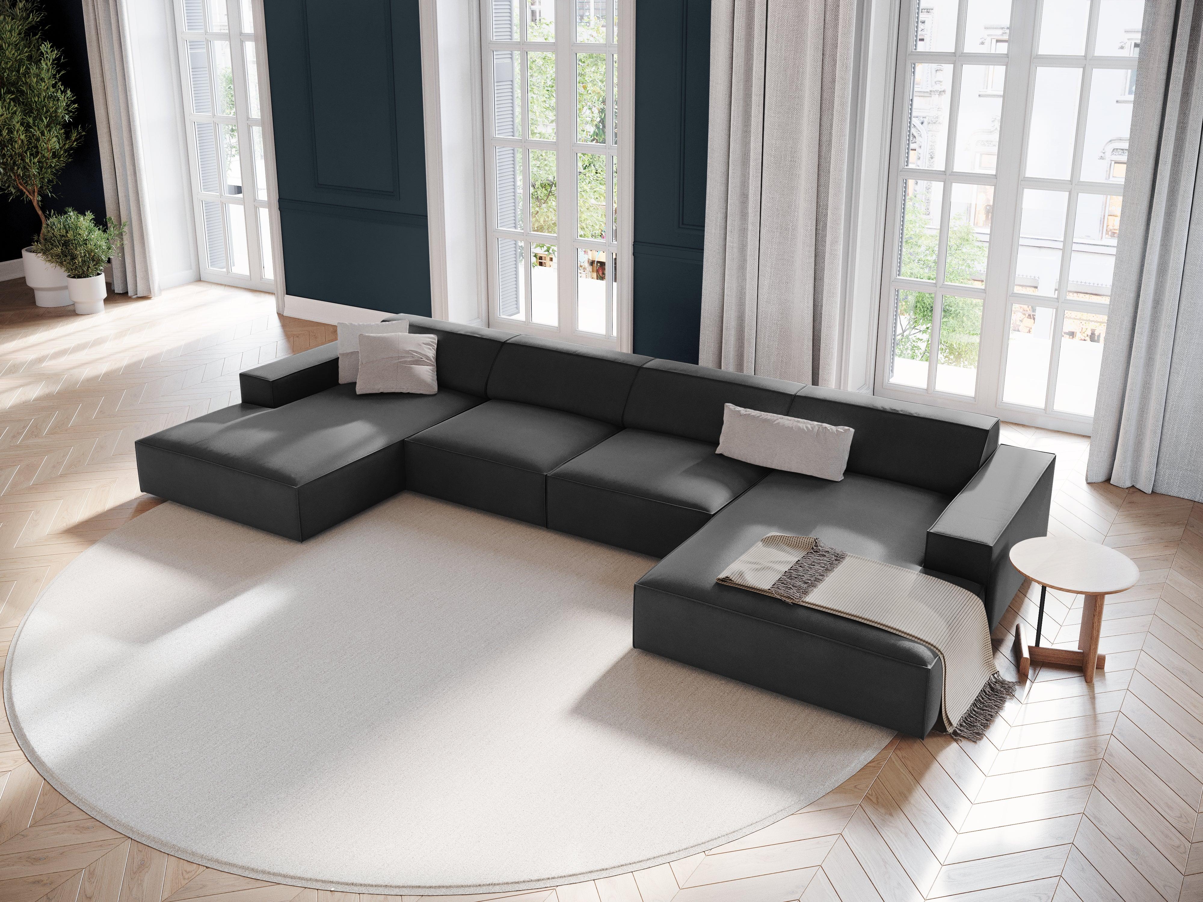 Sofa panoramiczna aksamitna JODIE ciemnoszary Micadoni Eye on Design