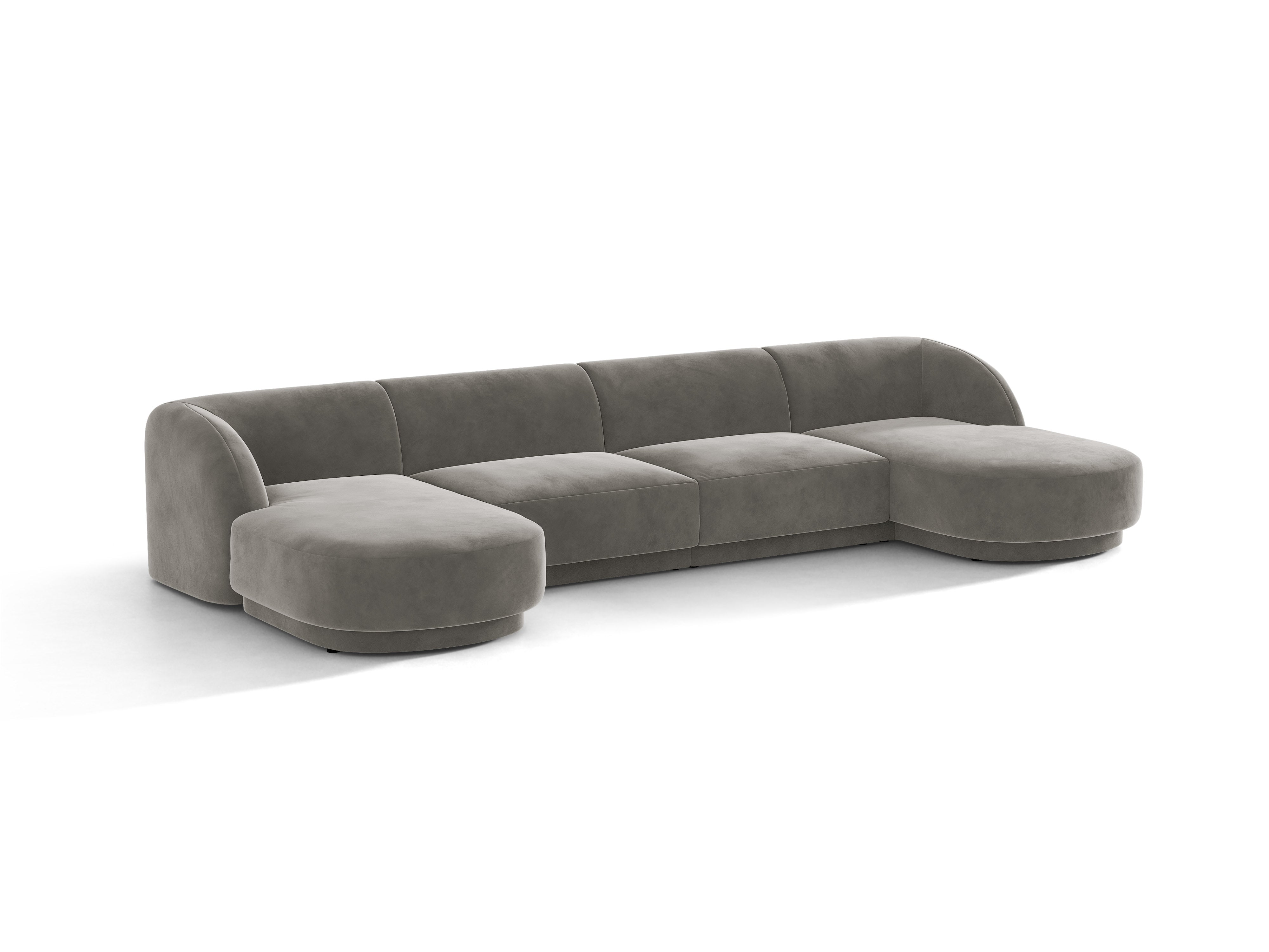 Samt-Ecksofa für 5 Personen MILEY hellgrau