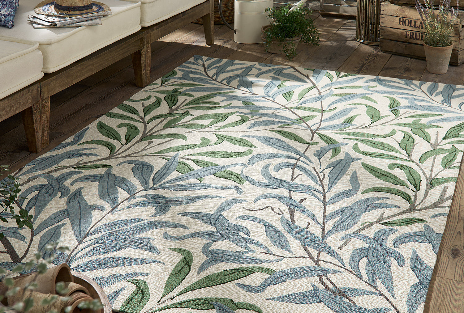 Outdoor rug Willow Boughs Leafy Arbour Green-Blue