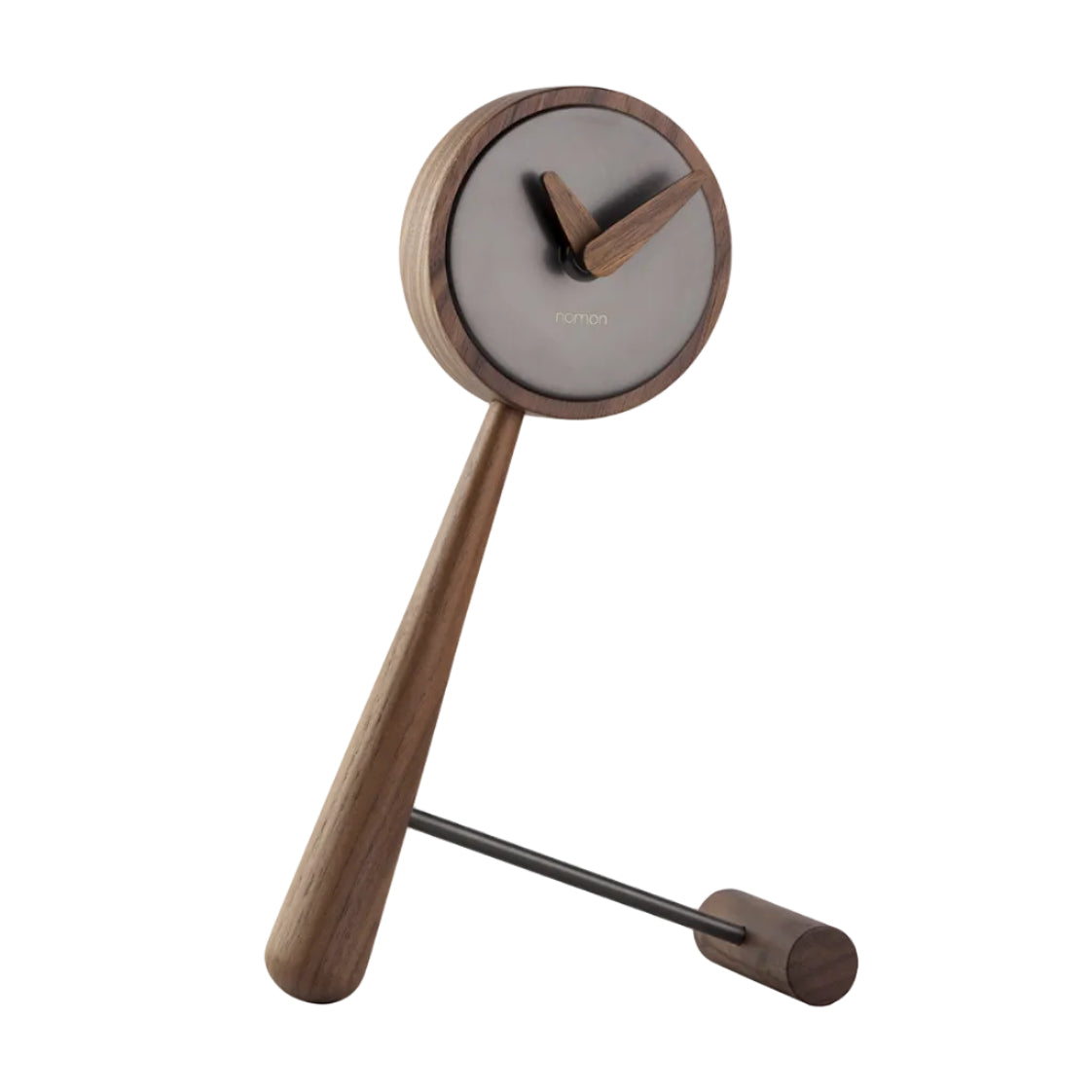 Tischuhr MINI PUNTERO aus Nussbaumholz mit graphitfarbener Oberfläche