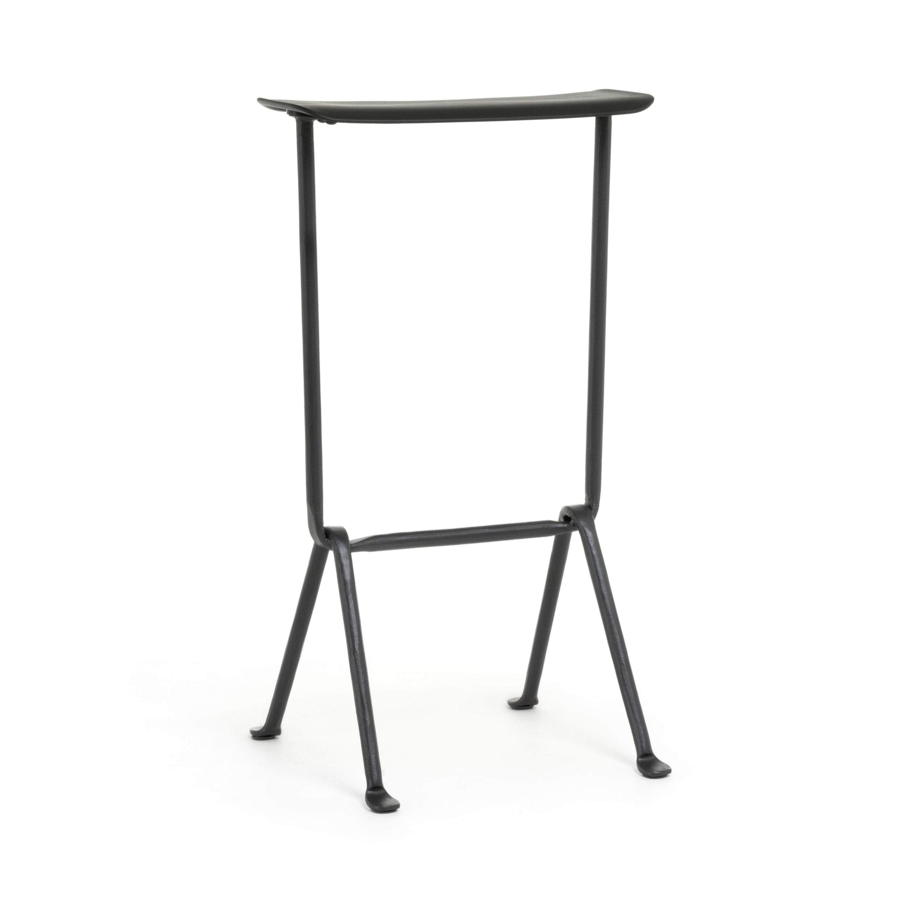 OFFICINA bar stool with an anthracite base and a black leather seat