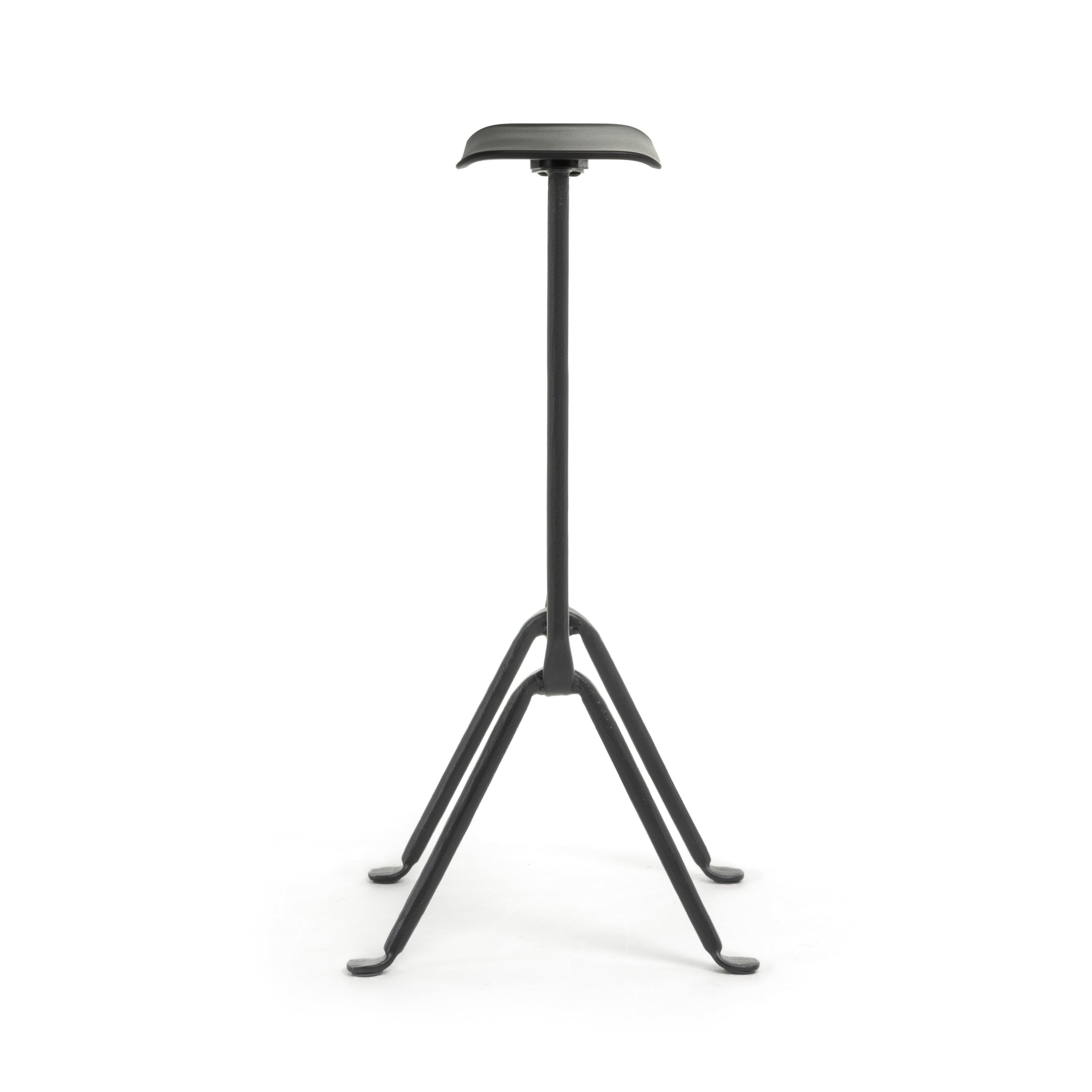 OFFICINA bar stool with an anthracite base and a black leather seat
