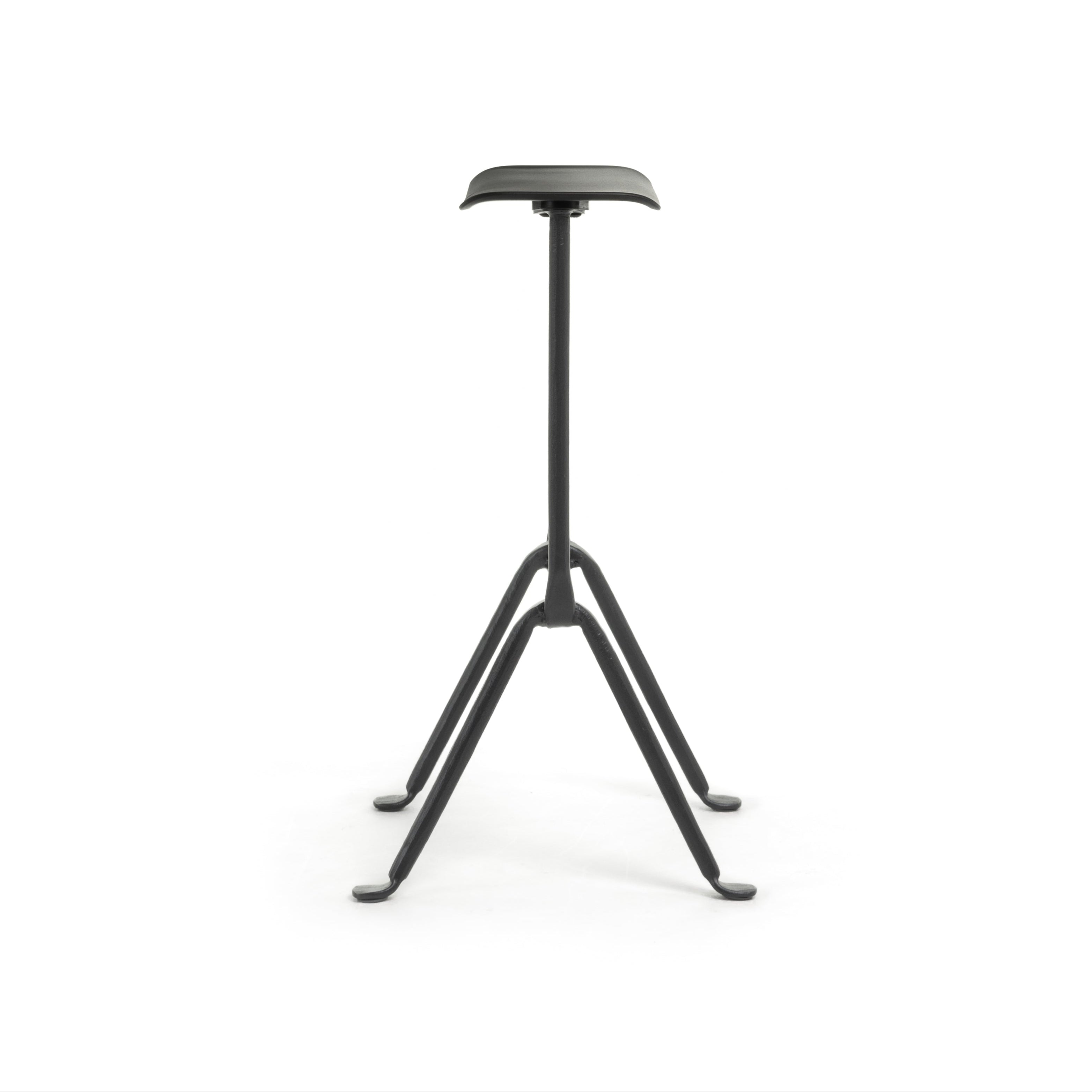 OFFICINA bar stool with an anthracite base and a black leather seat