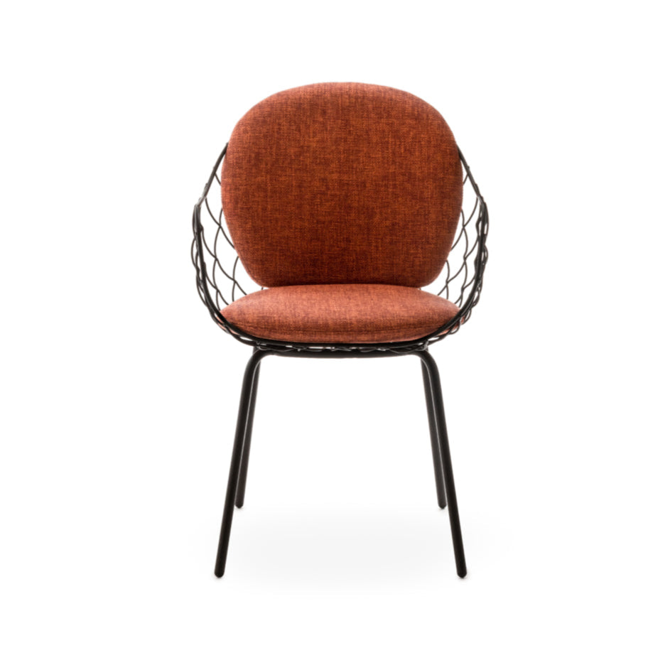 Outdoor chair PIÑA red with a brown base