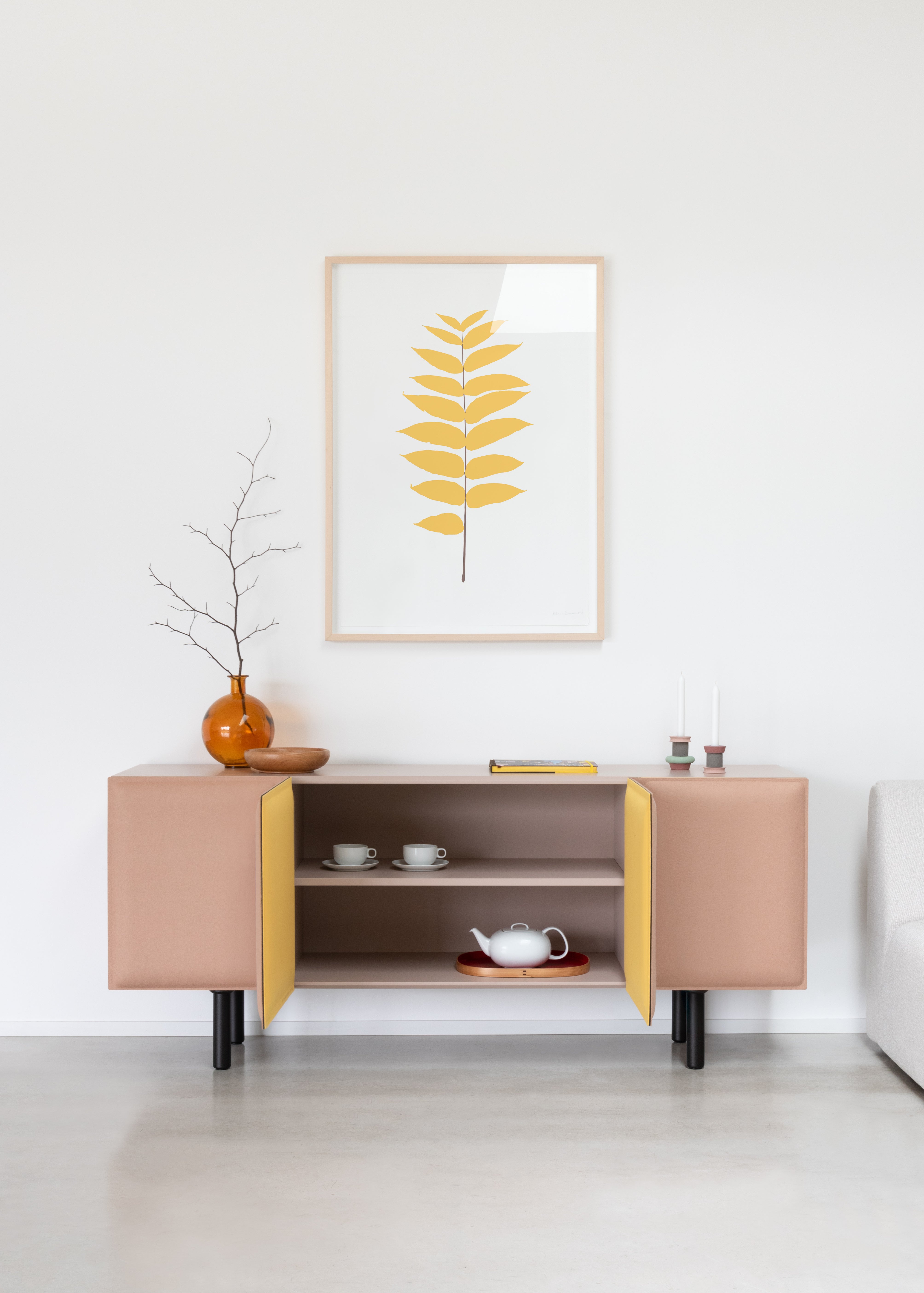 TACITO TV cabinet beige felt