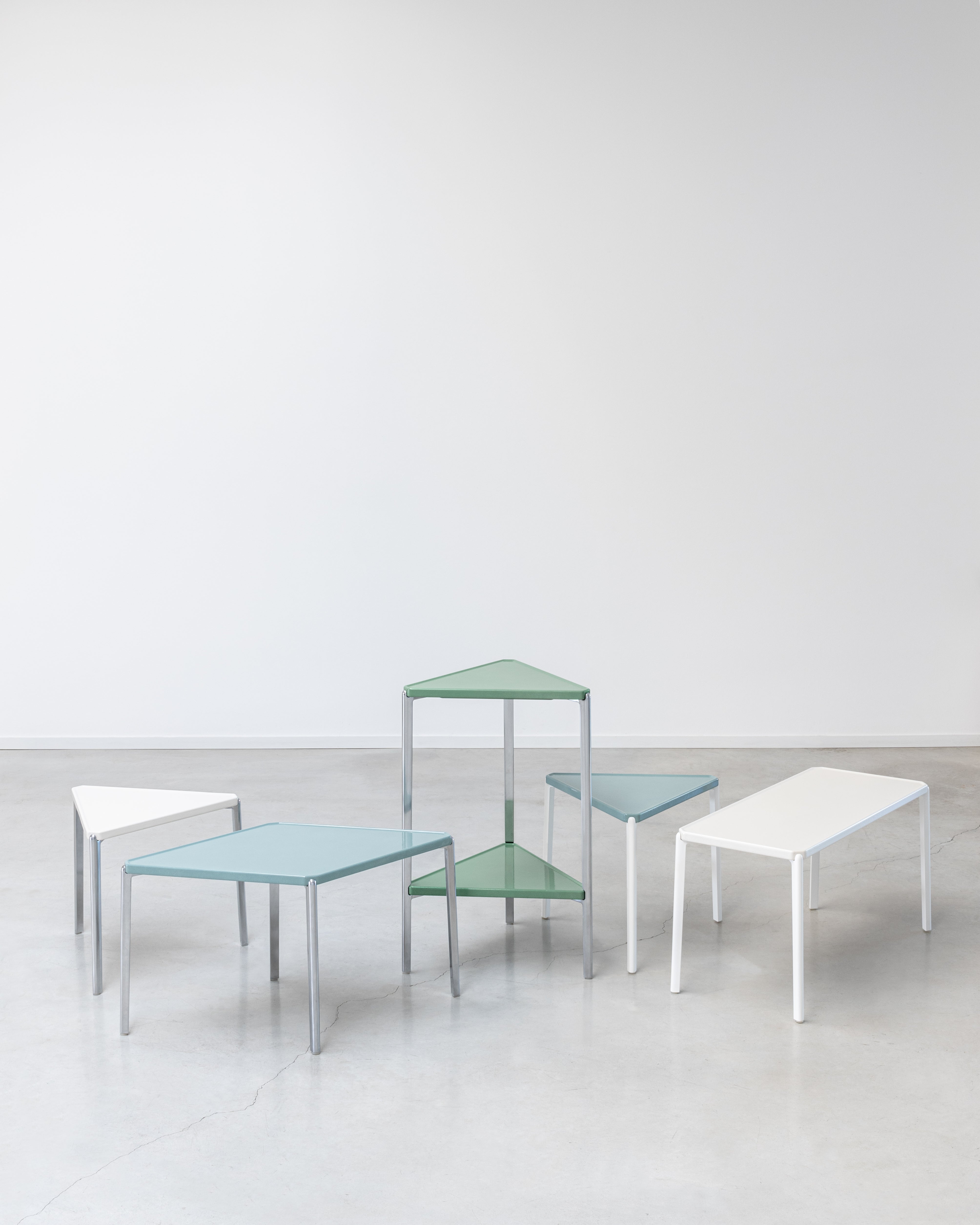 Double shelf TAMBOUR blue concrete