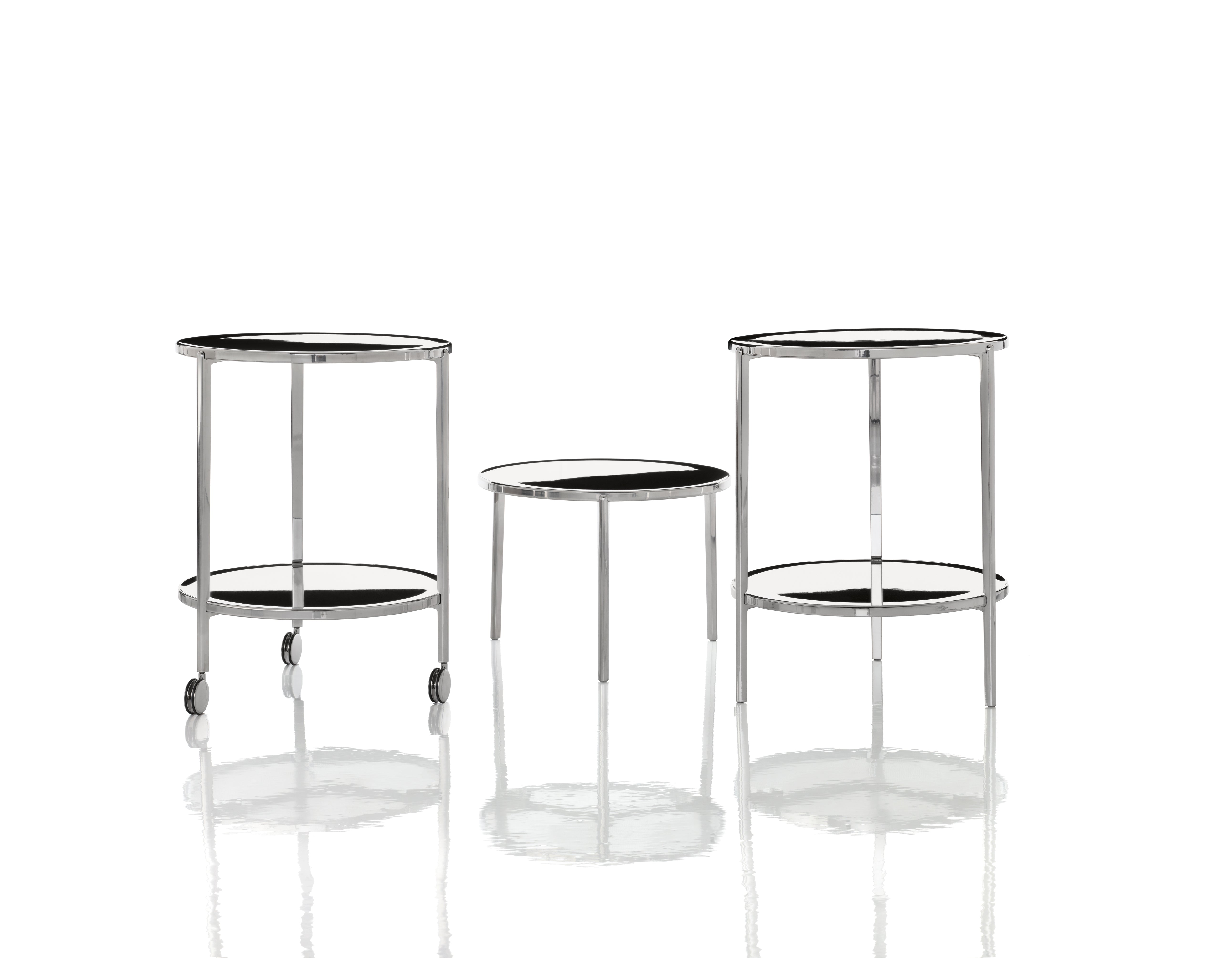 TAMBOUR round coffee table polished aluminum