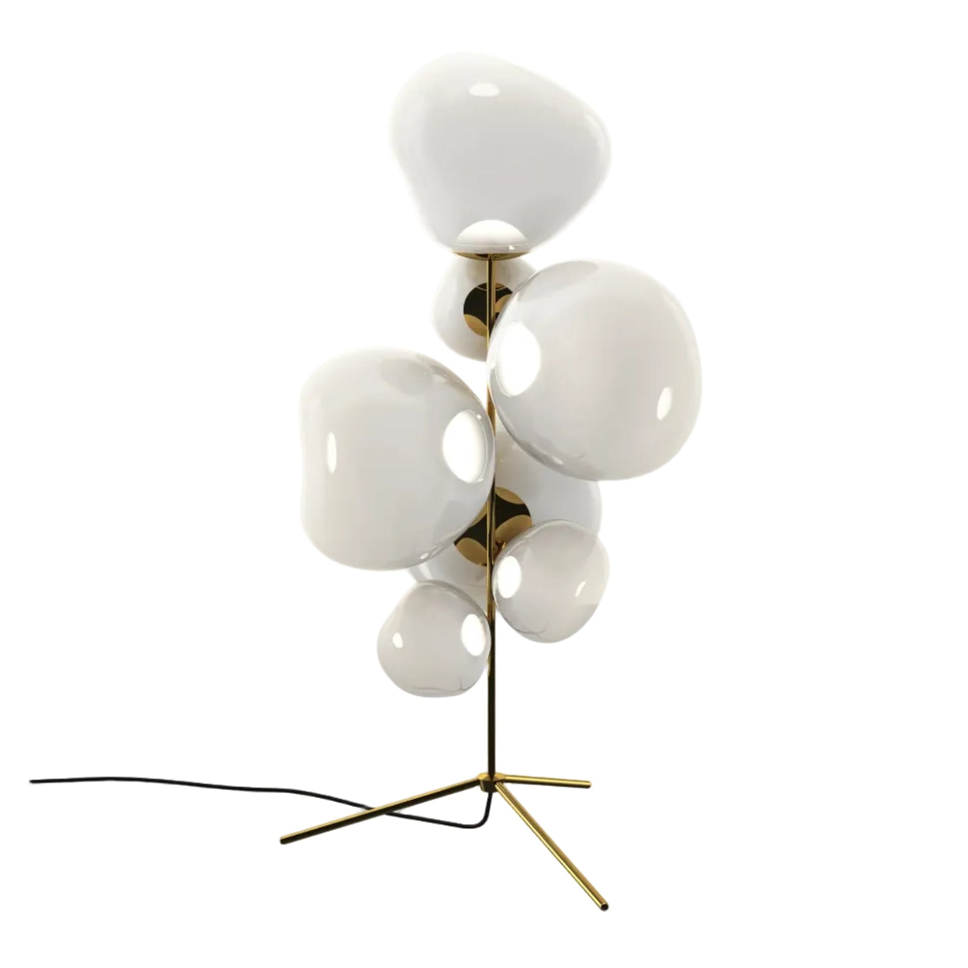 Stehlampe MELT in Opal mit goldener Veredelung