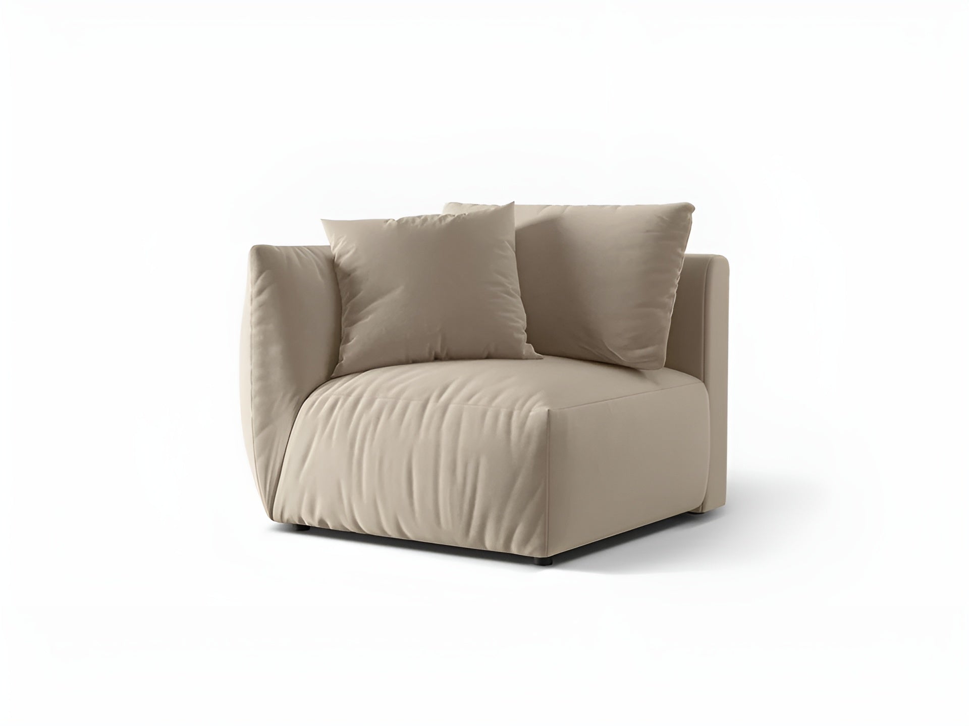 Modulares Samtsofa CHRIS - linkes Element ecru