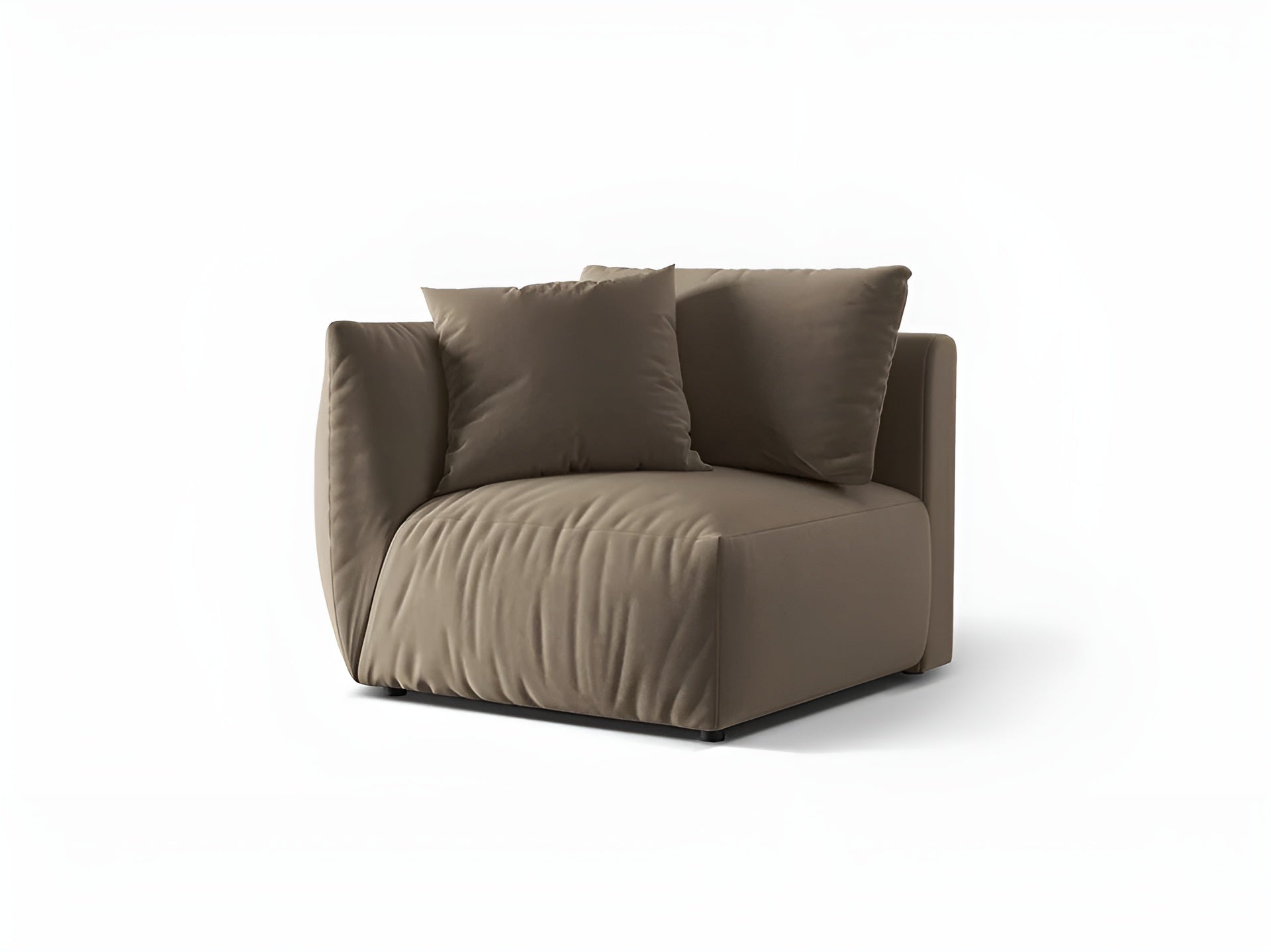 Modulares Samtsofa CHRIS - linkes Element in Hellbraun