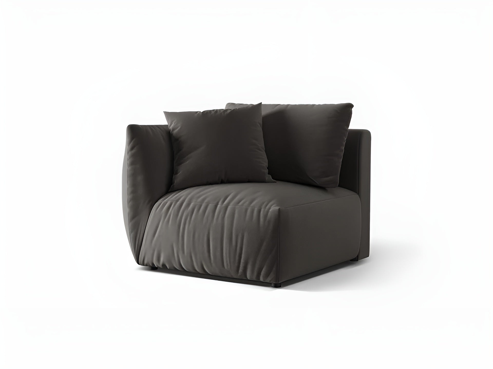 Modulares Samtsofa CHRIS - linkes Element in Dunkelgrau