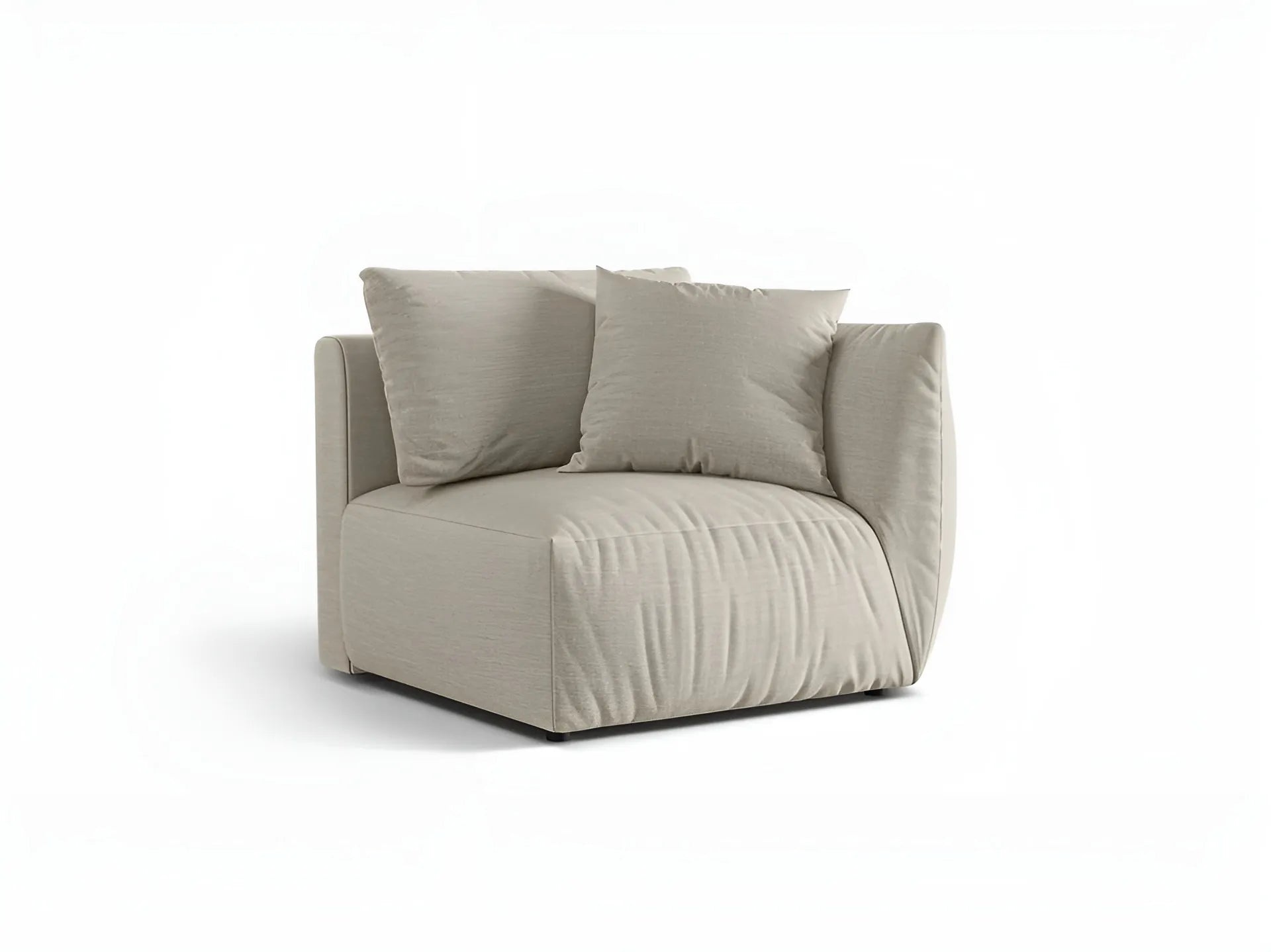 Modulares Sofa CHRIS - rechte Element in cremefarbenem Chenille