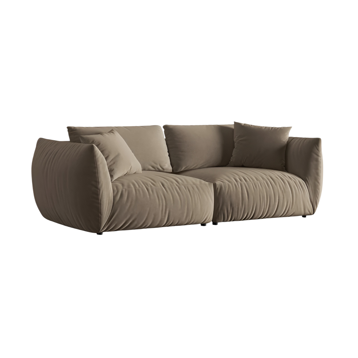 CHRIS light brown velvet 4-seater sofa