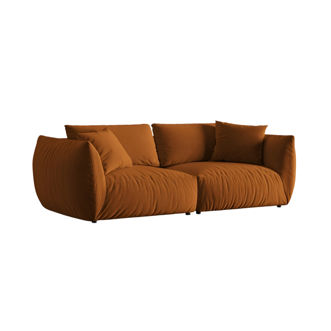 CHRIS terracotta velvet sofa for 4 people