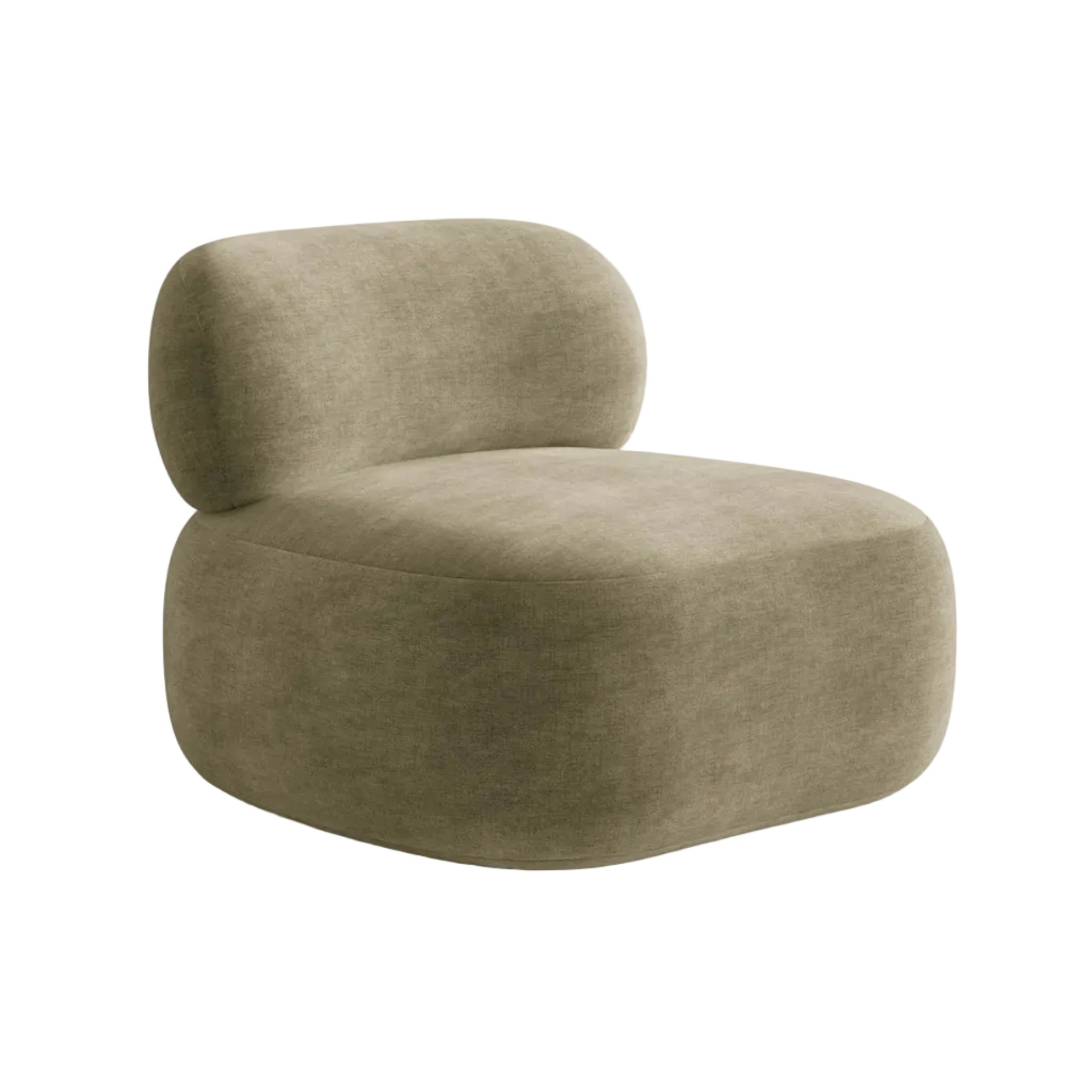 Sessel AURA in hellolivfarbener Chenille