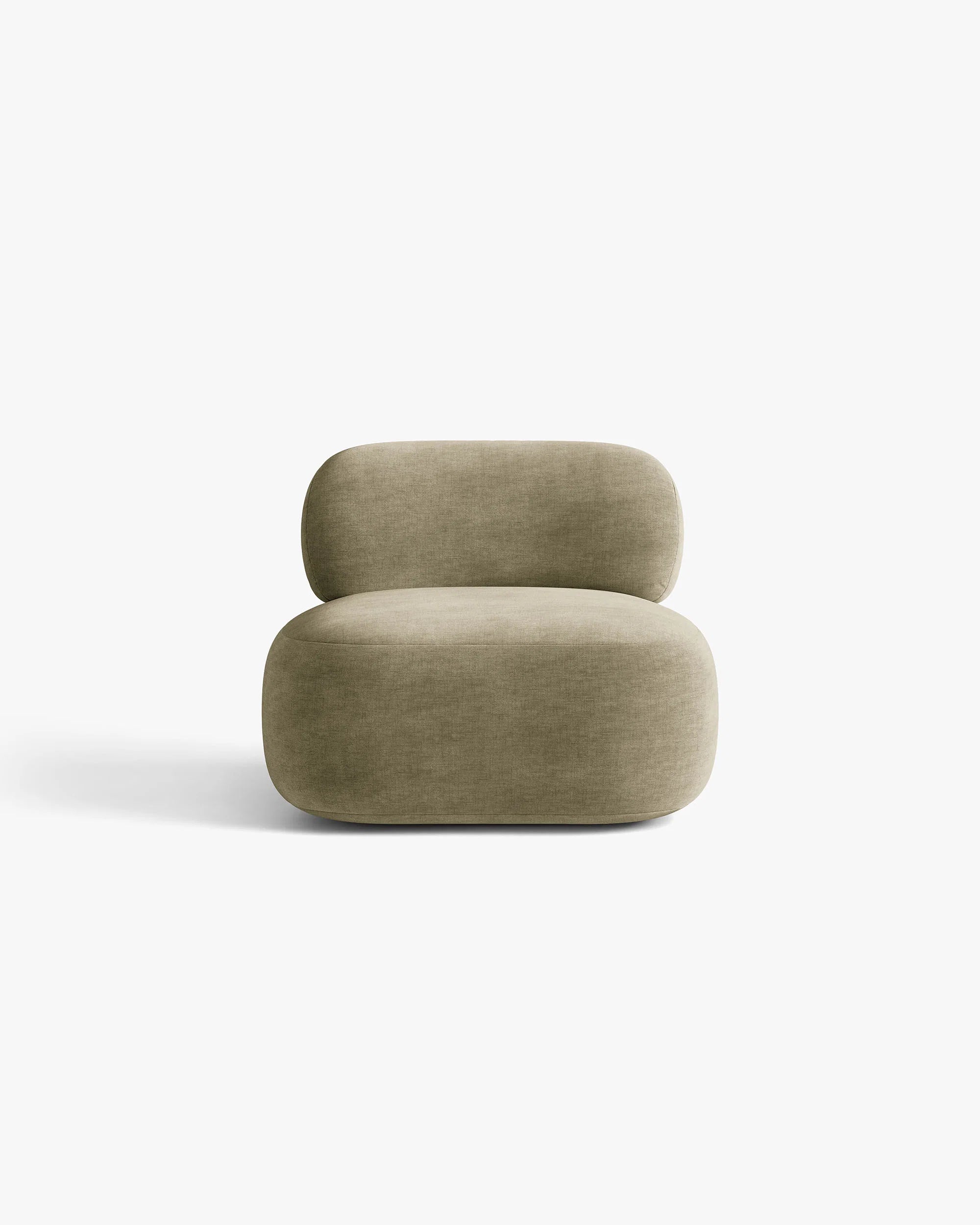 Sessel AURA in hellolivfarbener Chenille