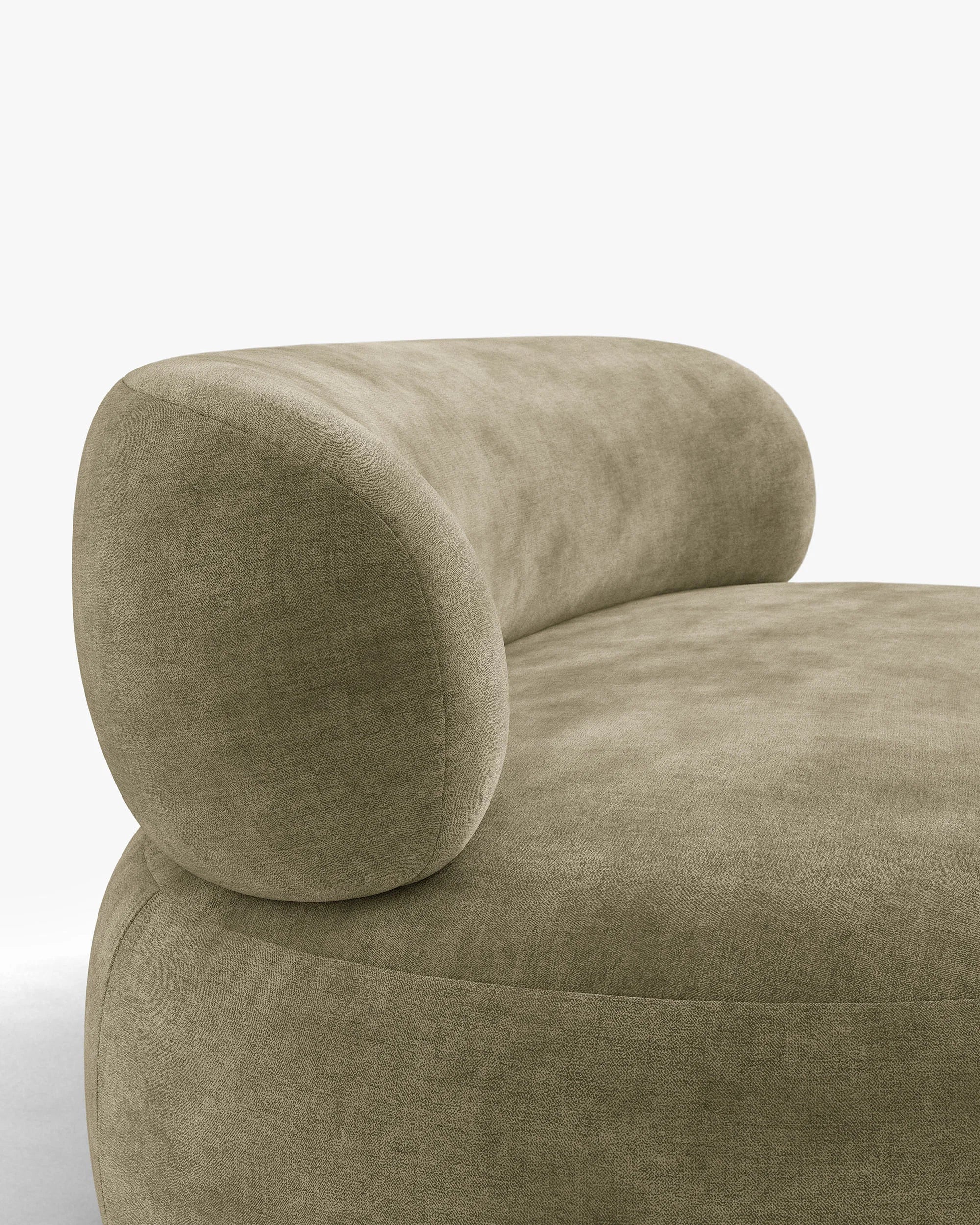 Sessel AURA in hellolivfarbener Chenille