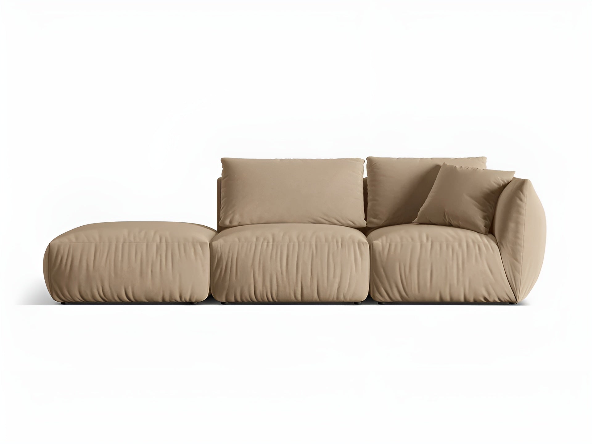 Left-facing 3-seater velvet modular sofa CHRIS in sand color