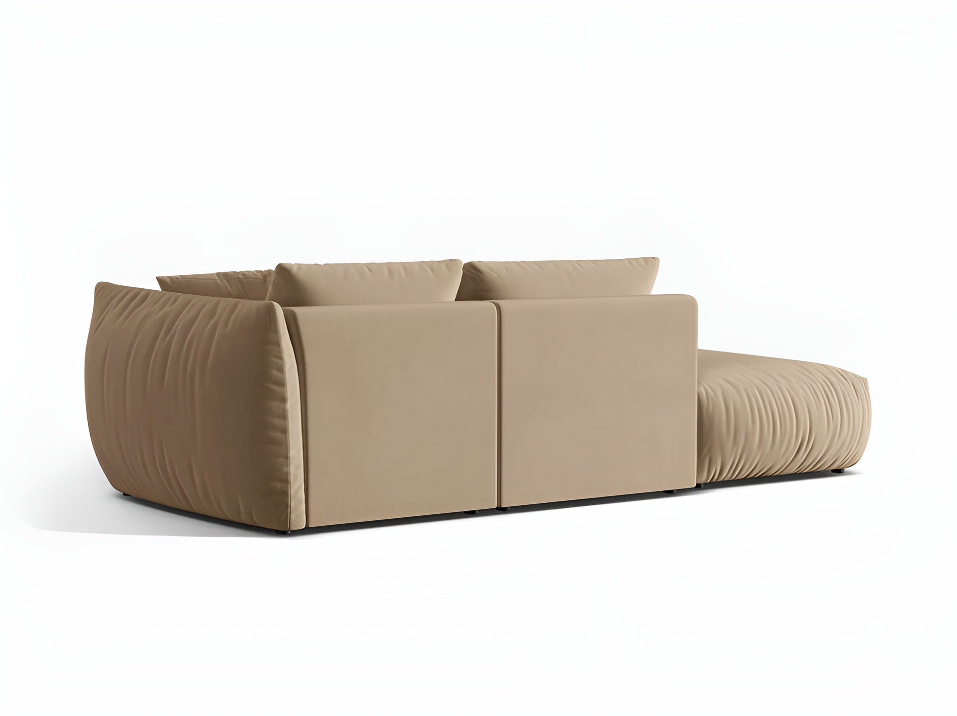 Left-facing 3-seater velvet modular sofa CHRIS in sand color