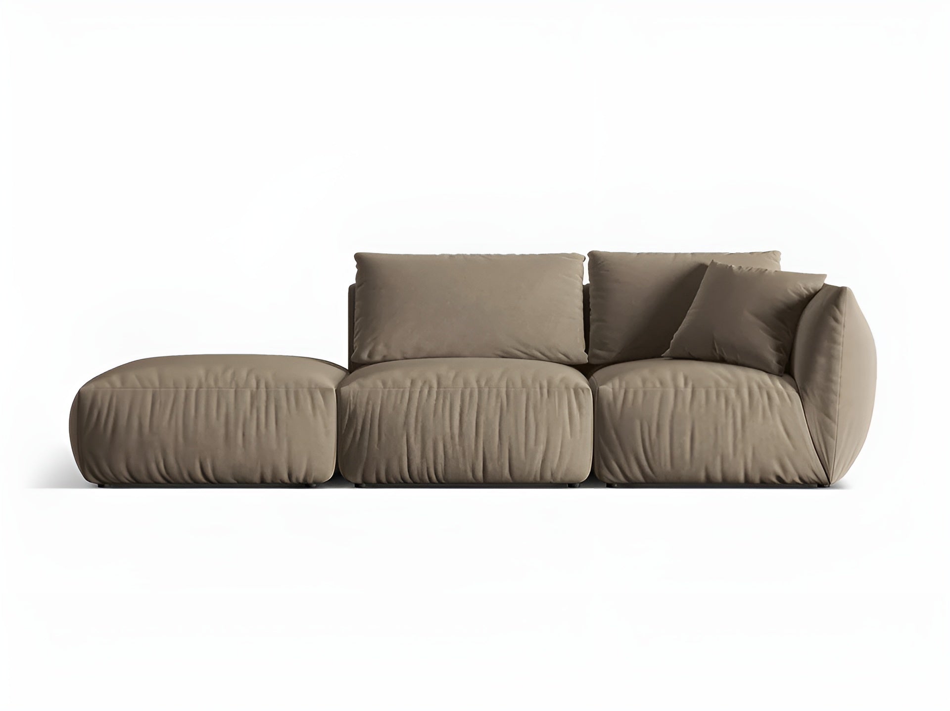 Left-facing 3-seater velvet modular sofa CHRIS light brown