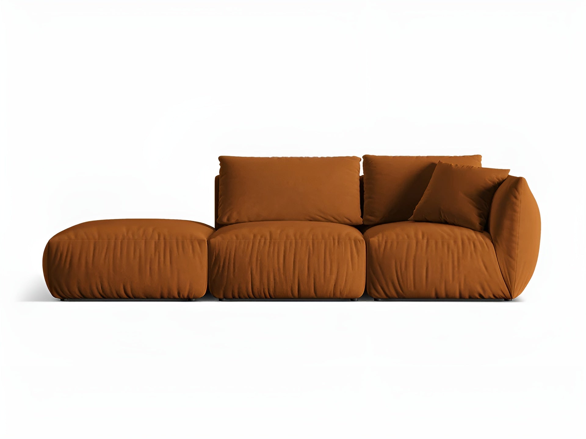 Modulares Samtsofa 3-sitzig links CHRIS terrakotta