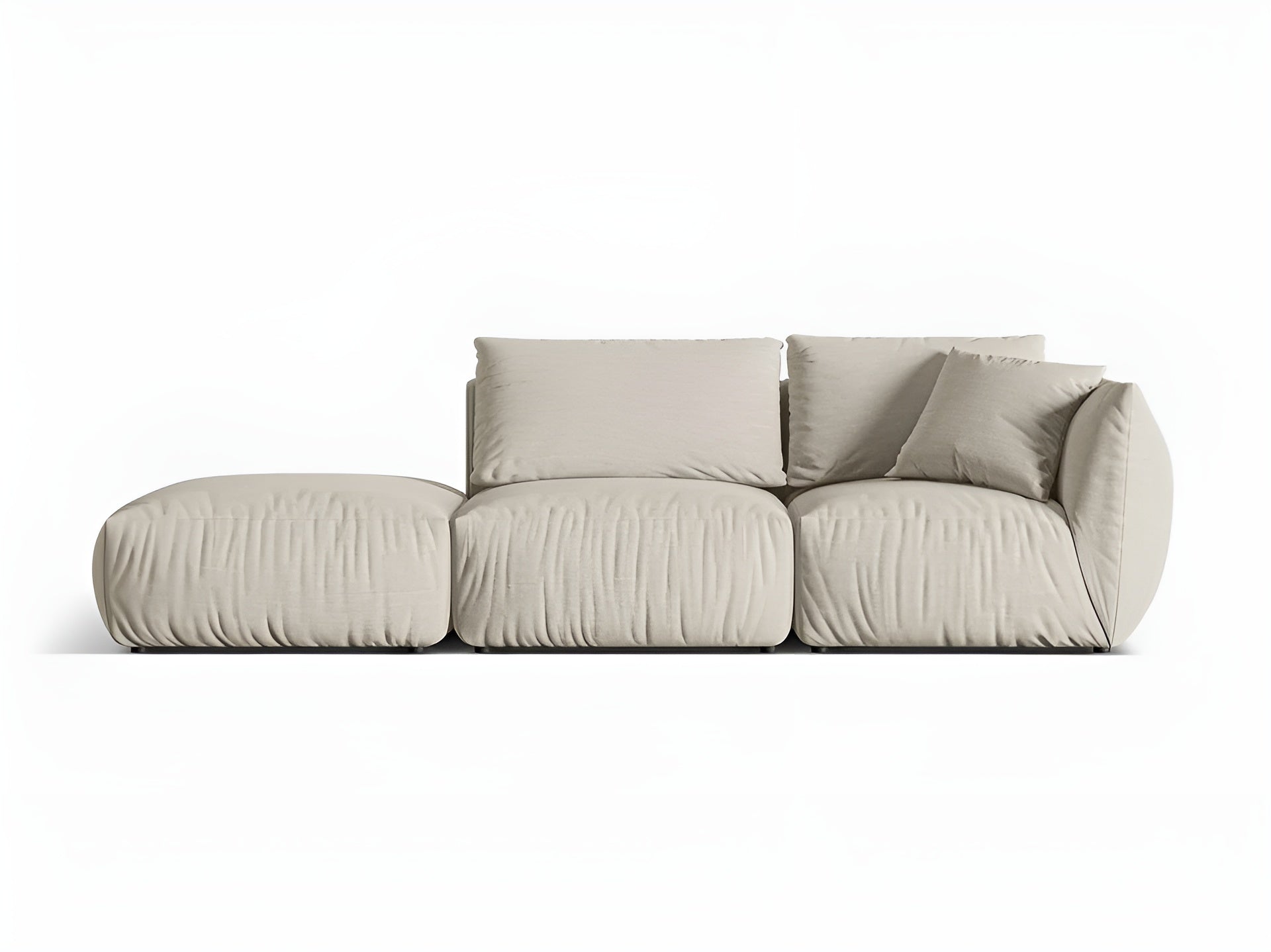 Left-facing 3-seater modular sofa CHRIS cream chenille