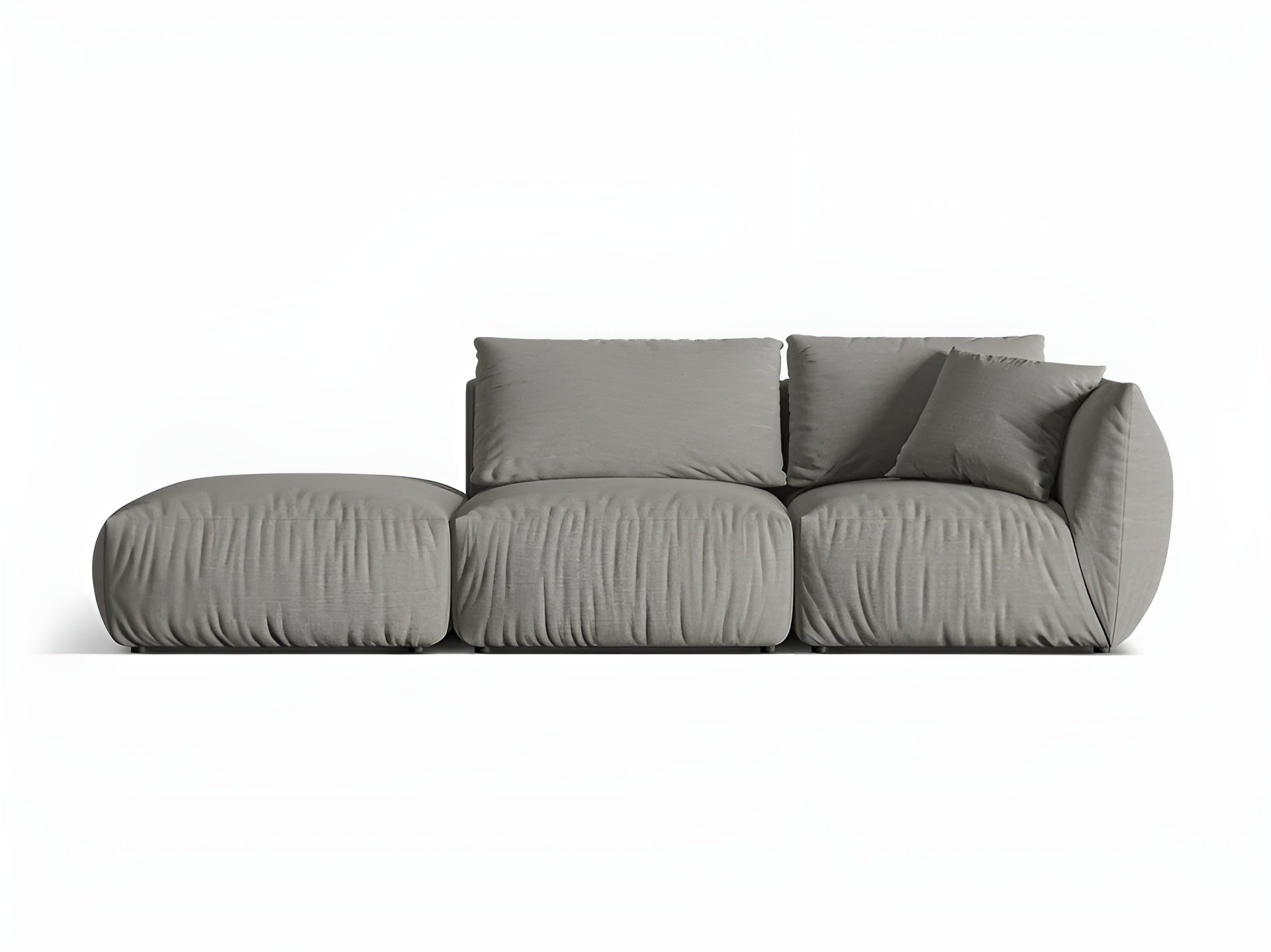 Left-facing 3-seater modular sofa CHRIS gray chenille