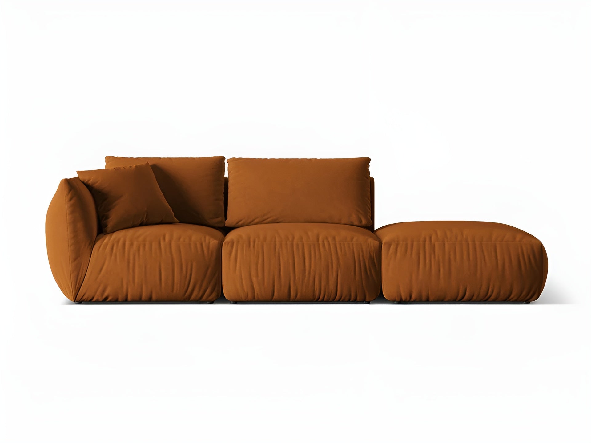 Modulares Samtsofa für 3 Personen rechts CHRIS terrakotta