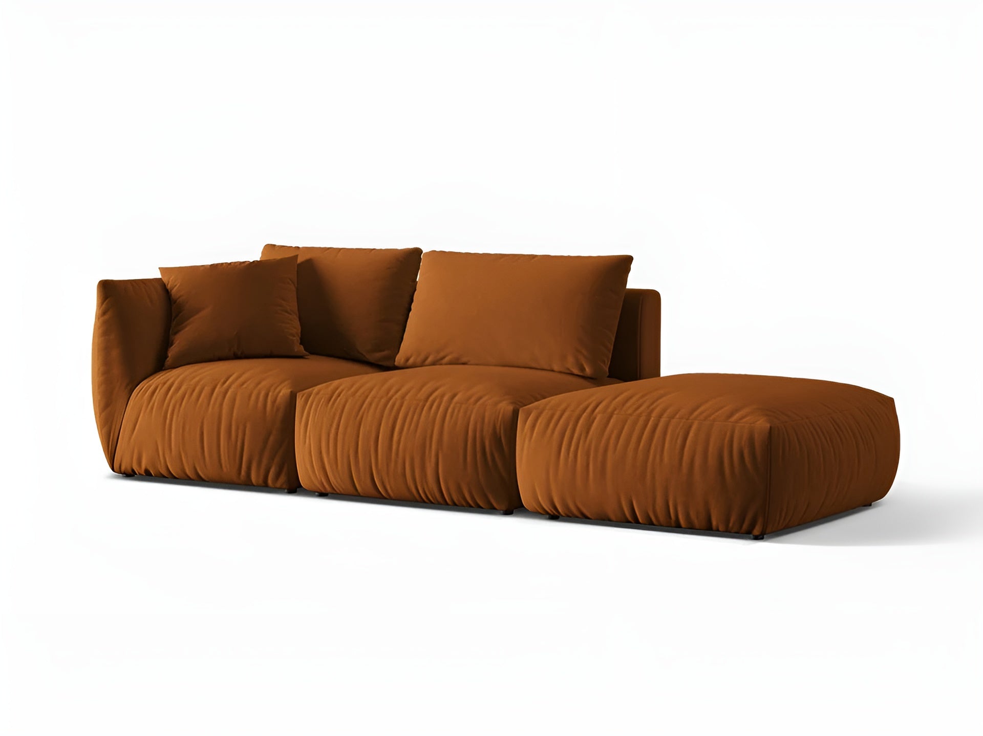 Modulares Samtsofa für 3 Personen rechts CHRIS terrakotta