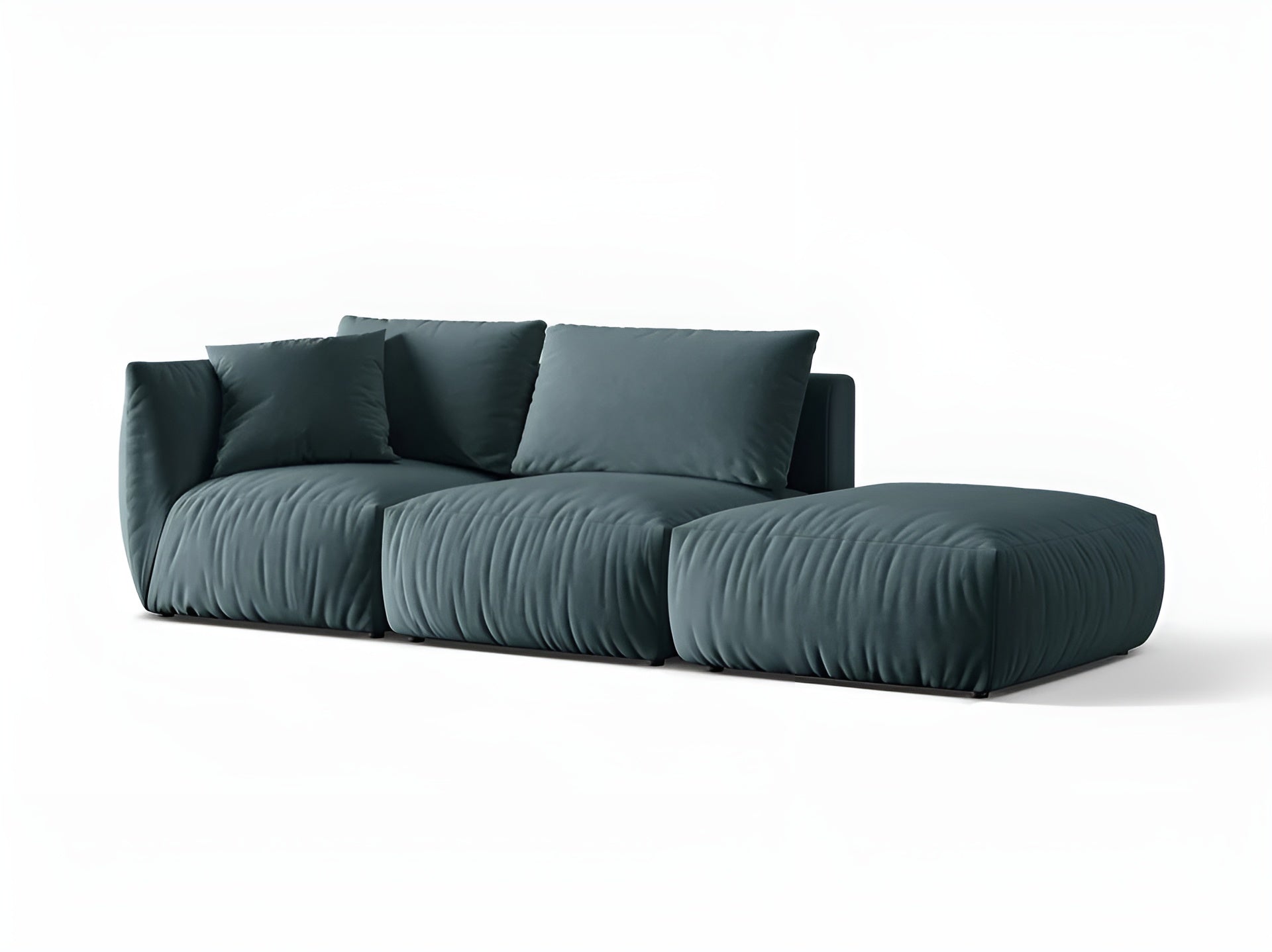Right-facing 3-seater velvet modular sofa CHRIS light blue