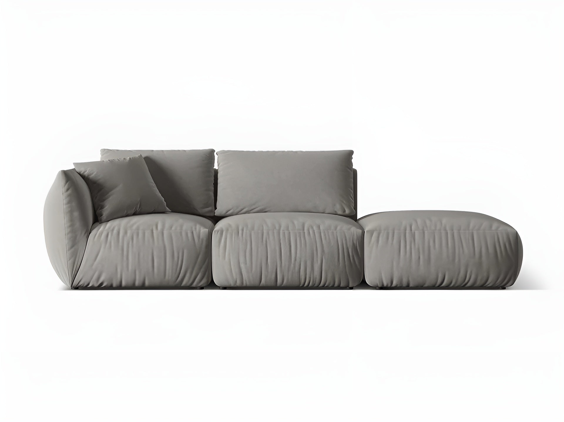 Modulares Samtsofa für 3 Personen, rechtsseitig CHRIS, grau