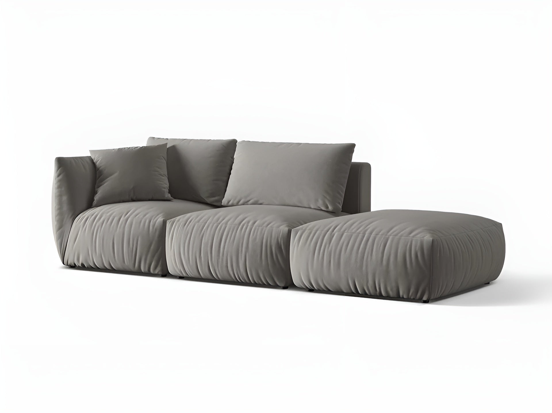 Modulares Samtsofa für 3 Personen, rechtsseitig CHRIS, grau