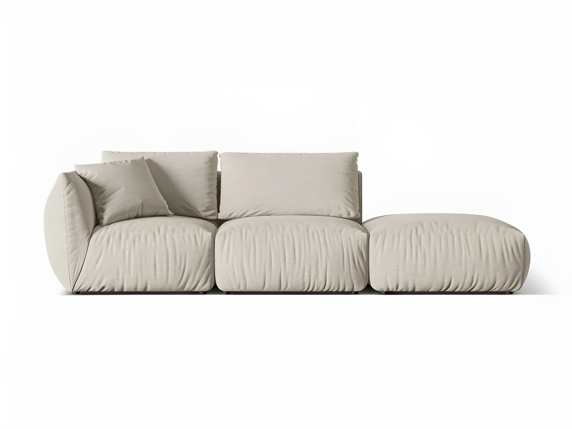 Modulares 3-Sitzer-Sofa rechts CHRIS cremefarbener Chenille