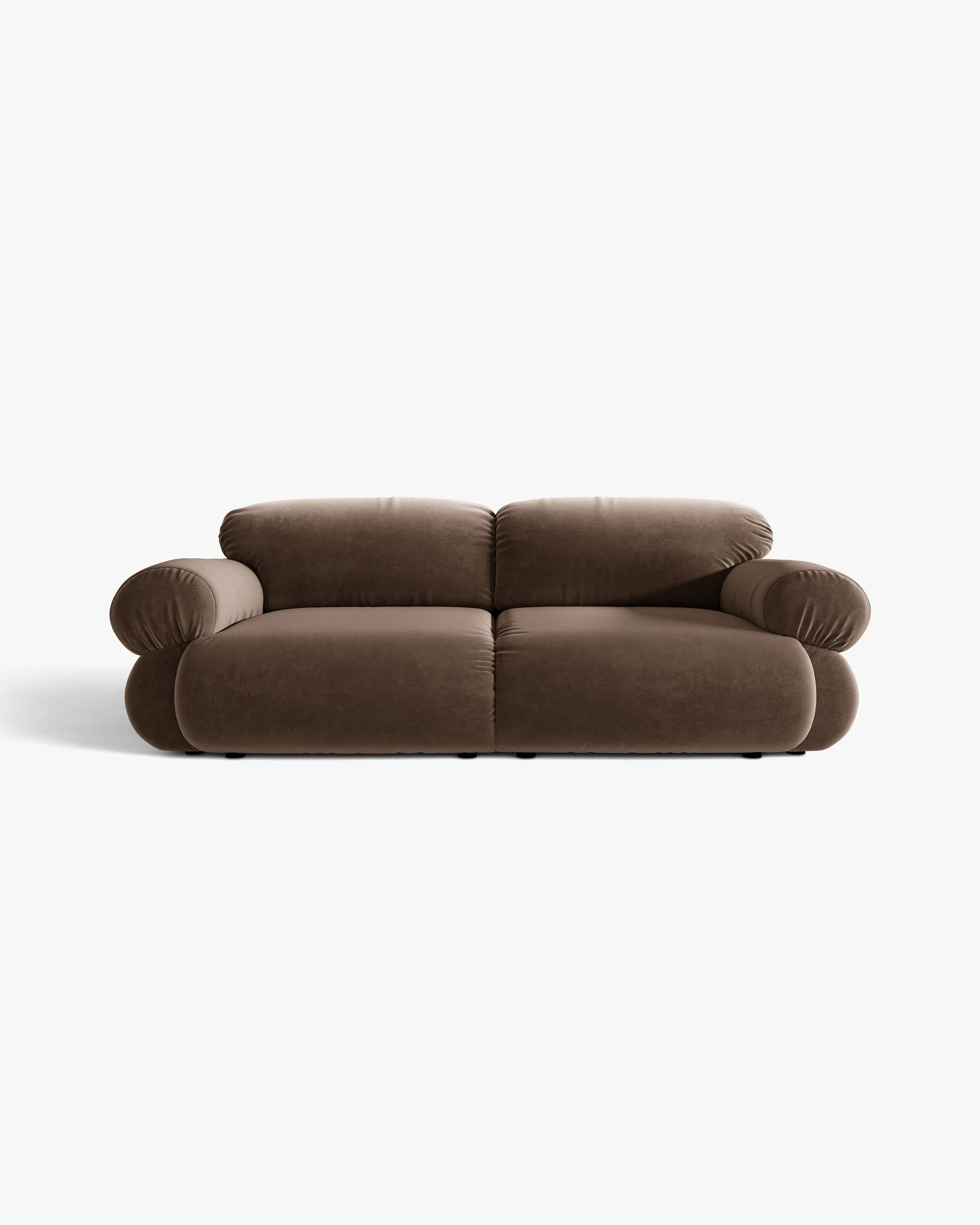 Sofa für 3 Personen aus Samt OPHELIA in Schokoladenfarbe