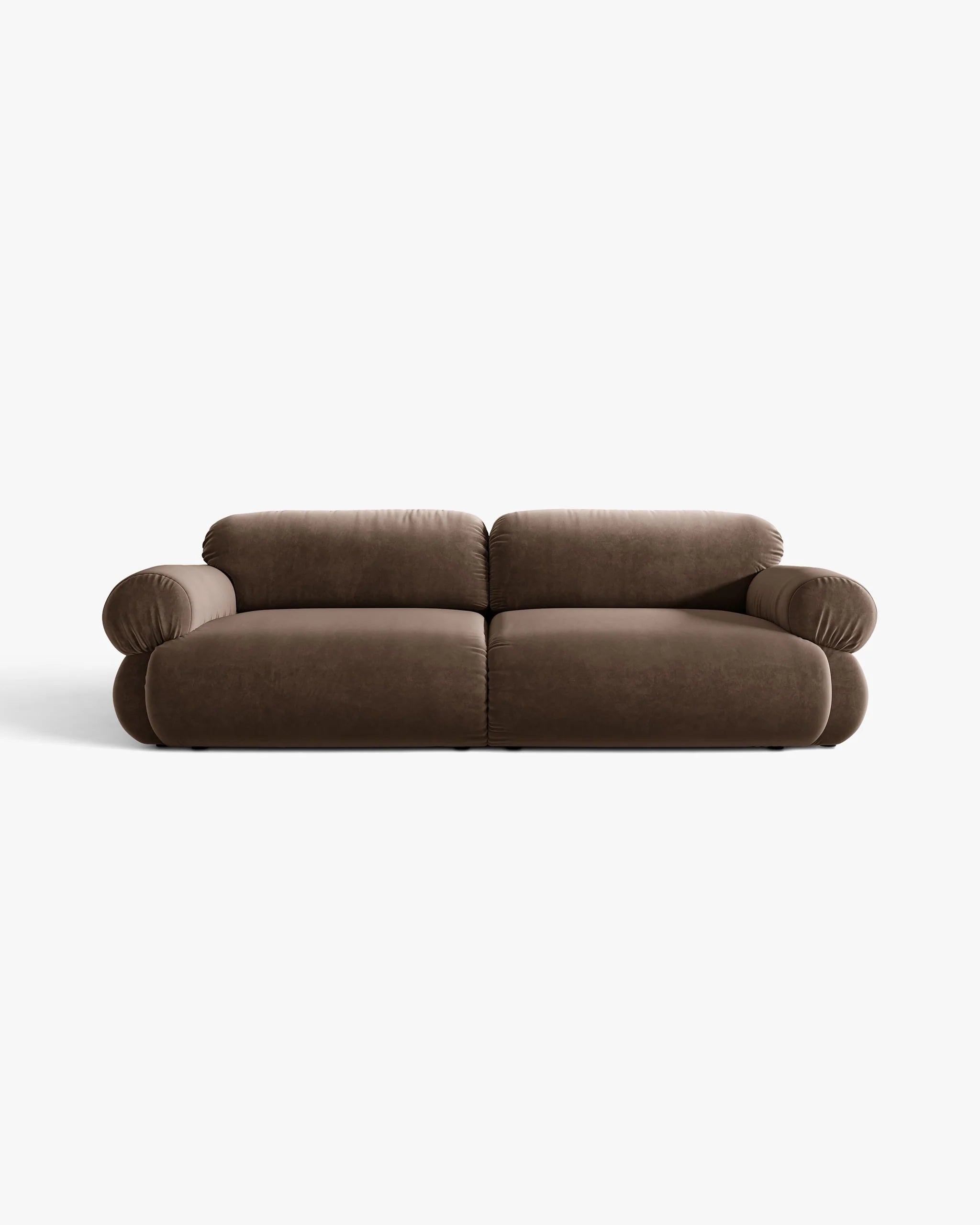 Sofa für 4 Personen aus Samt OPHELIA in Schokoladenfarbe