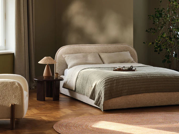 MURADA Bed in Satin Blue Chenille