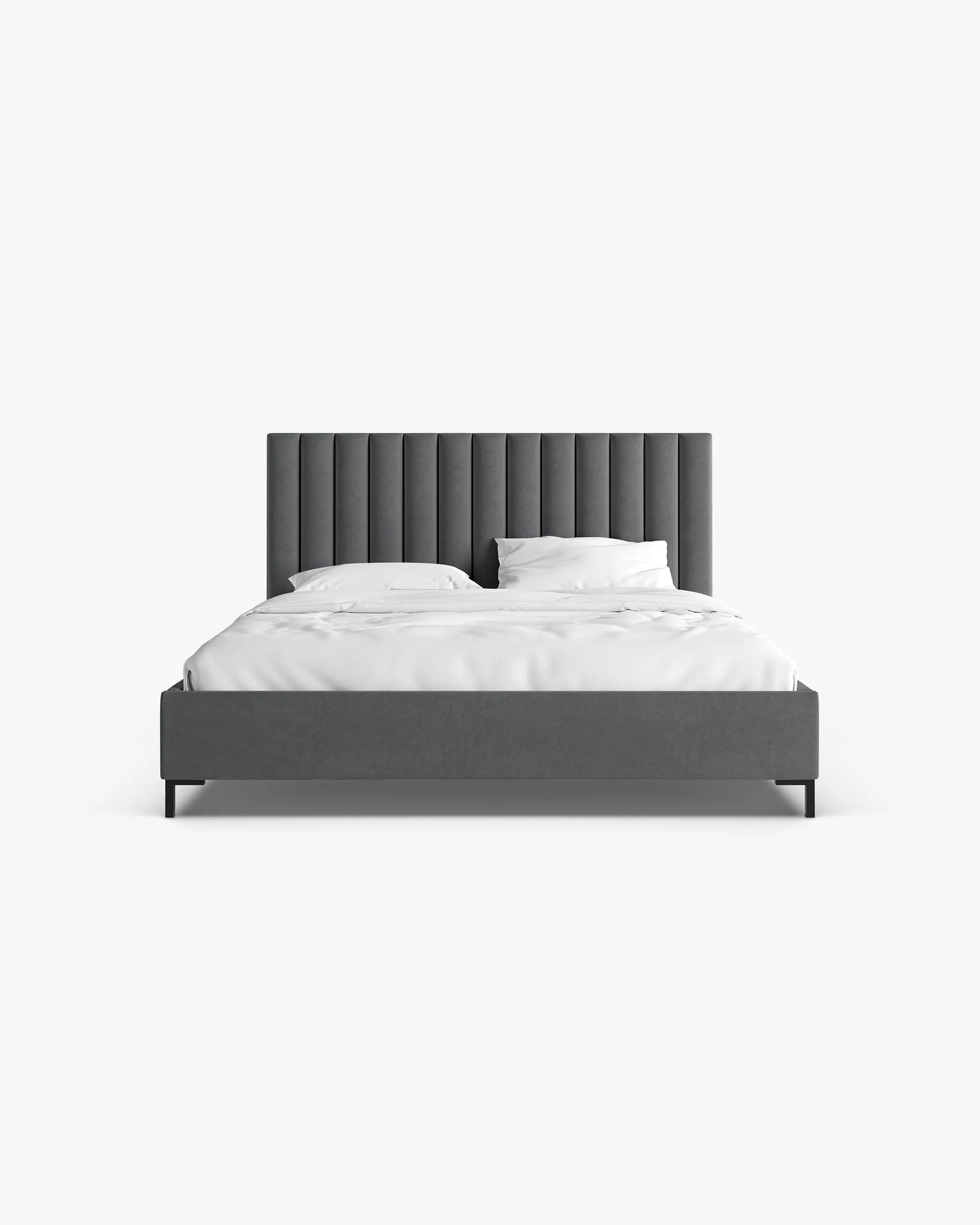 Samt-Bett mit Bettkasten ALLISON dunkelgrau