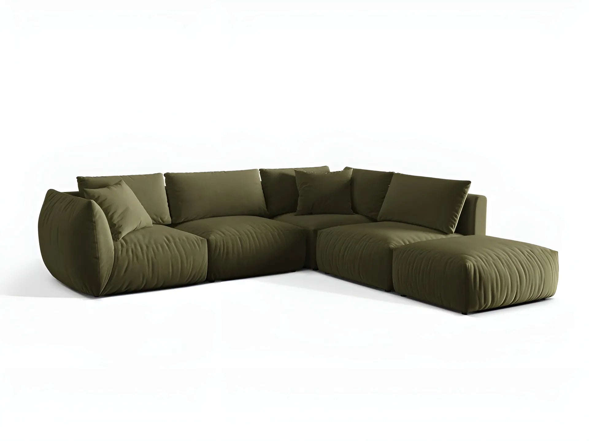 Modulares Samtsofa für 4 Personen, rechtsseitig, CHRIS in Hellgrün