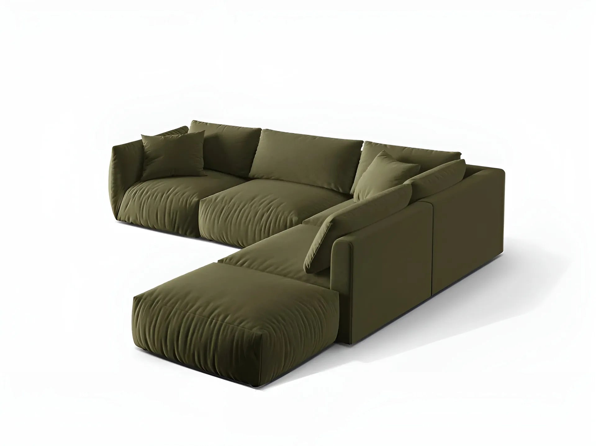 Modulares Samtsofa für 4 Personen, rechtsseitig, CHRIS in Hellgrün