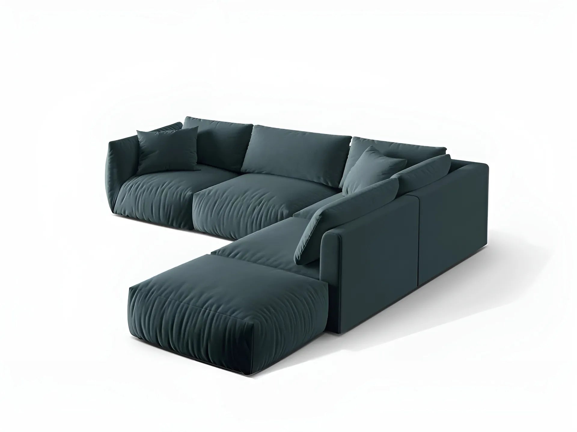 Modulares Samtsofa für 4 Personen, rechtsseitig, CHRIS, hellblau