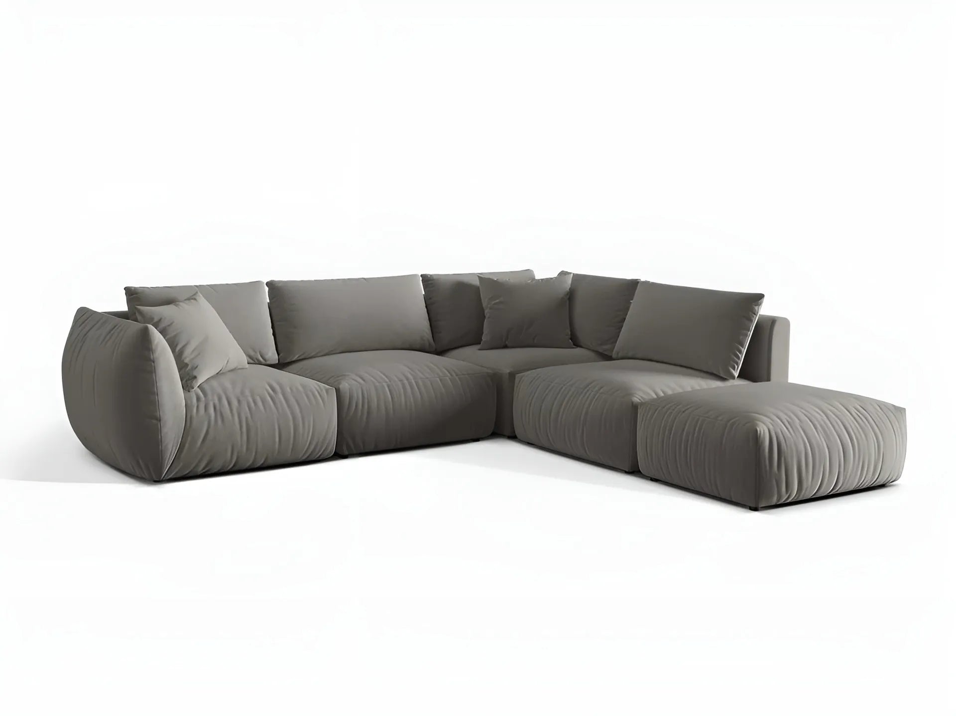 Modulares Samtsofa für 4 Personen, rechtsseitig CHRIS, grau