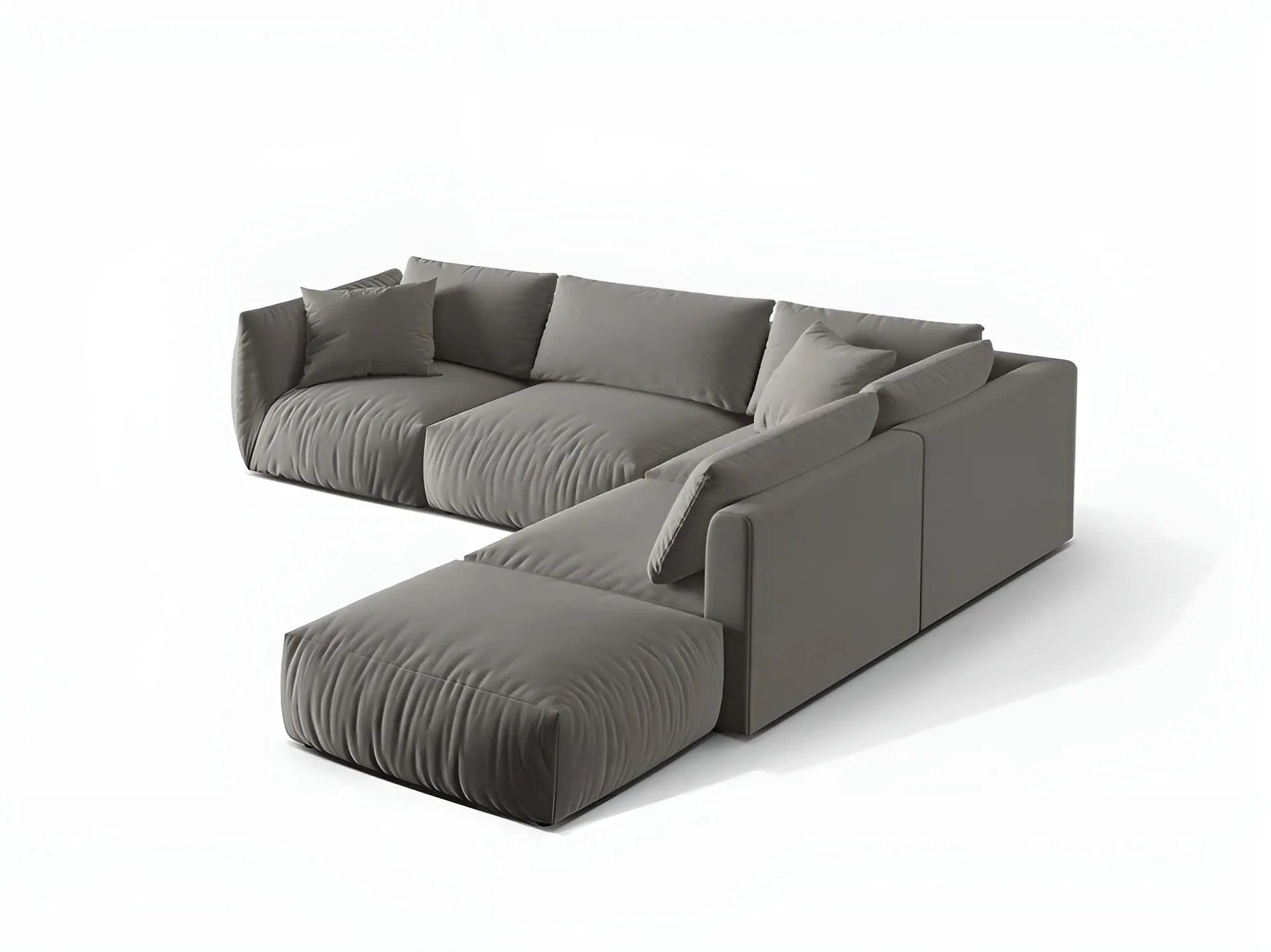 Modulares Samtsofa für 4 Personen, rechtsseitig CHRIS, grau