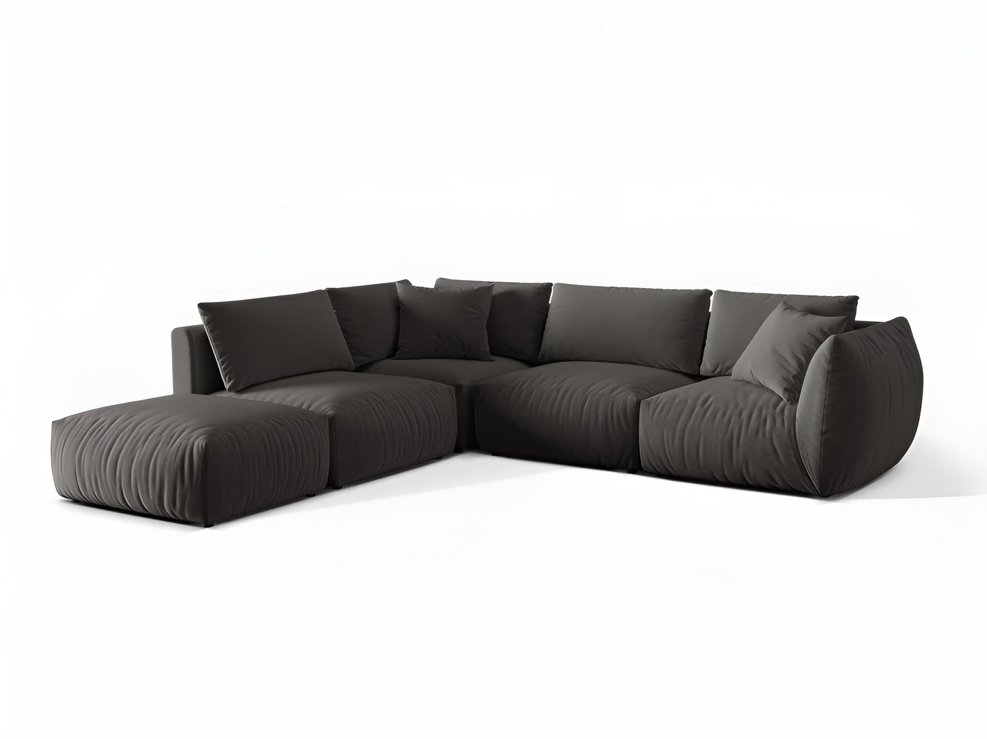 Modulares Samtsofa für 4 Personen, linksseitig, CHRIS, dunkelgrau