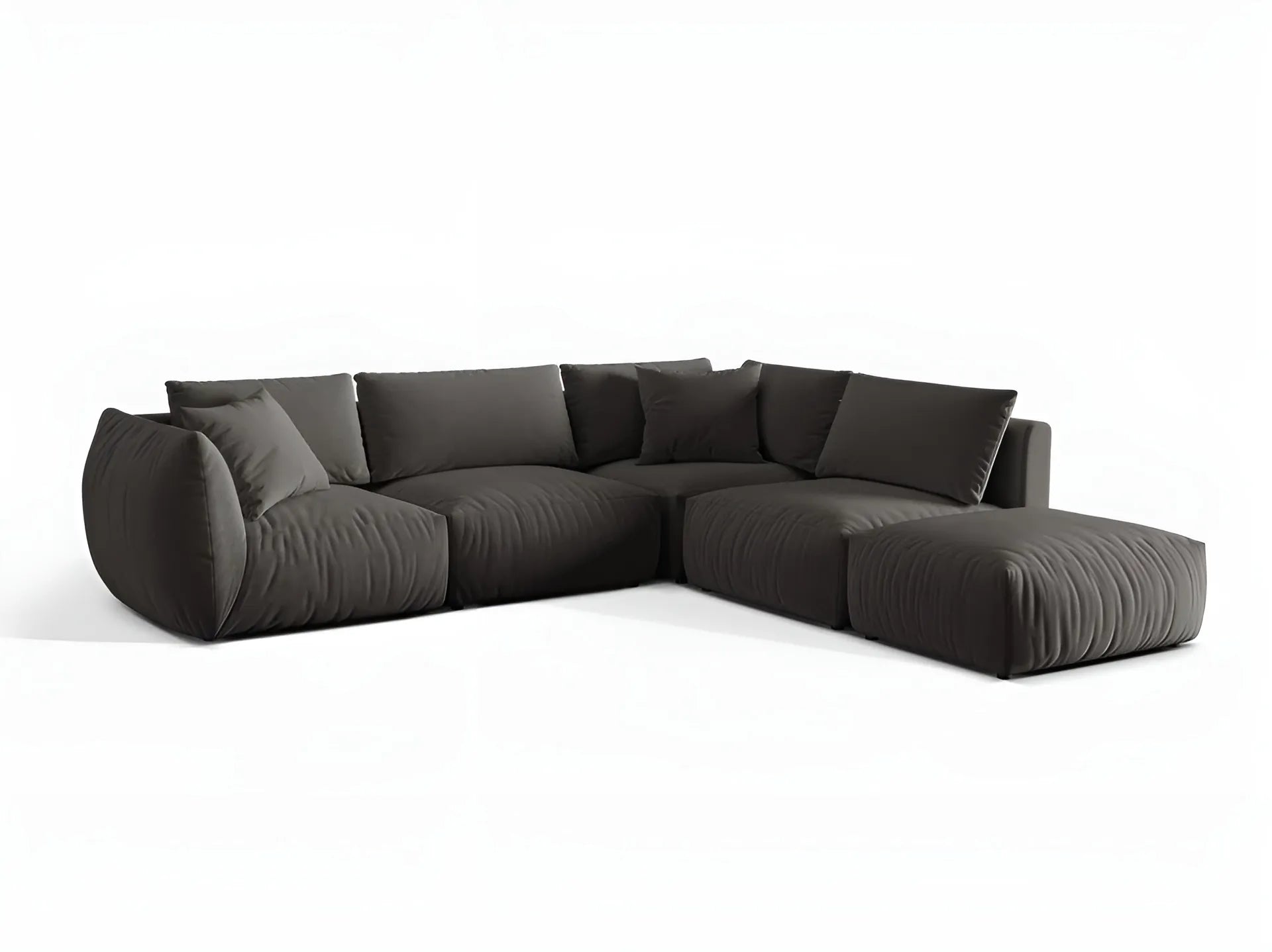 Modulares Samtsofa für 4 Personen, rechtsseitig, CHRIS, dunkelgrau